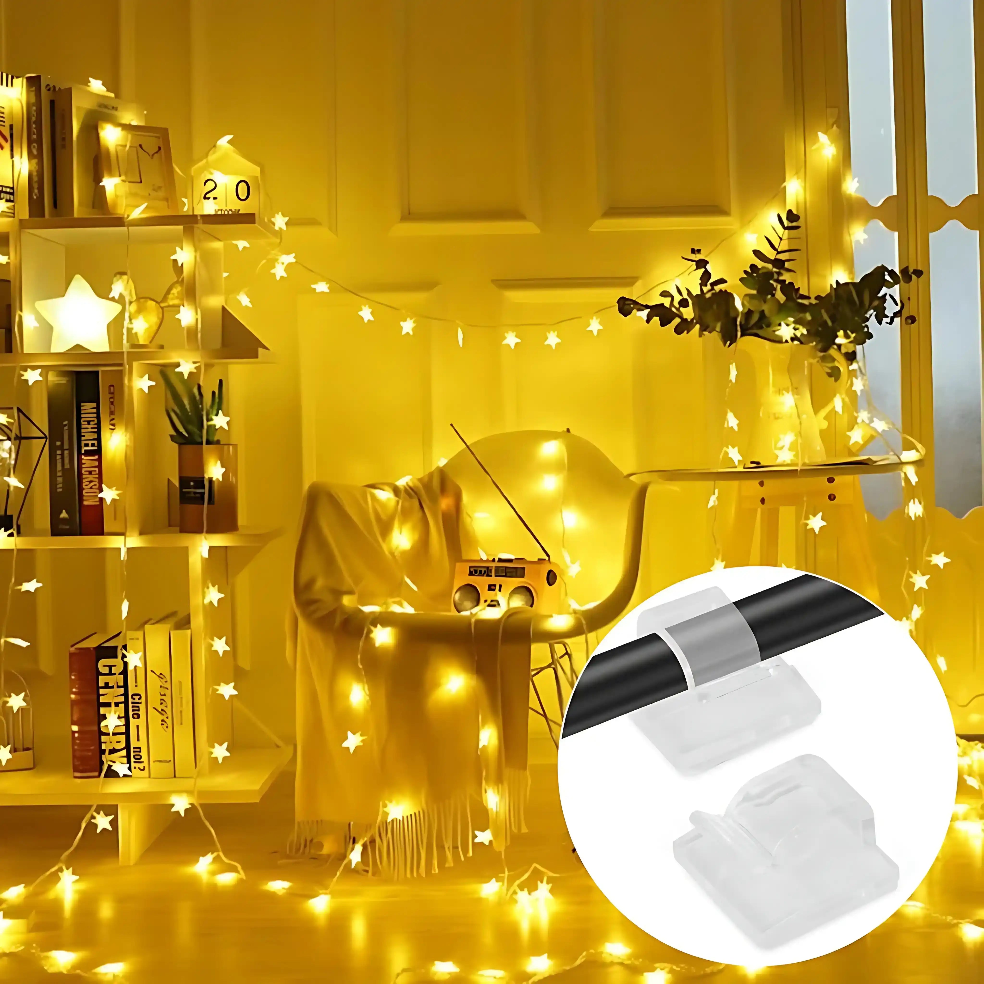 120er Outdoor Kabelhalter Clips Selbstklebend Transparent für Lichterkette und Kabelbefestigung