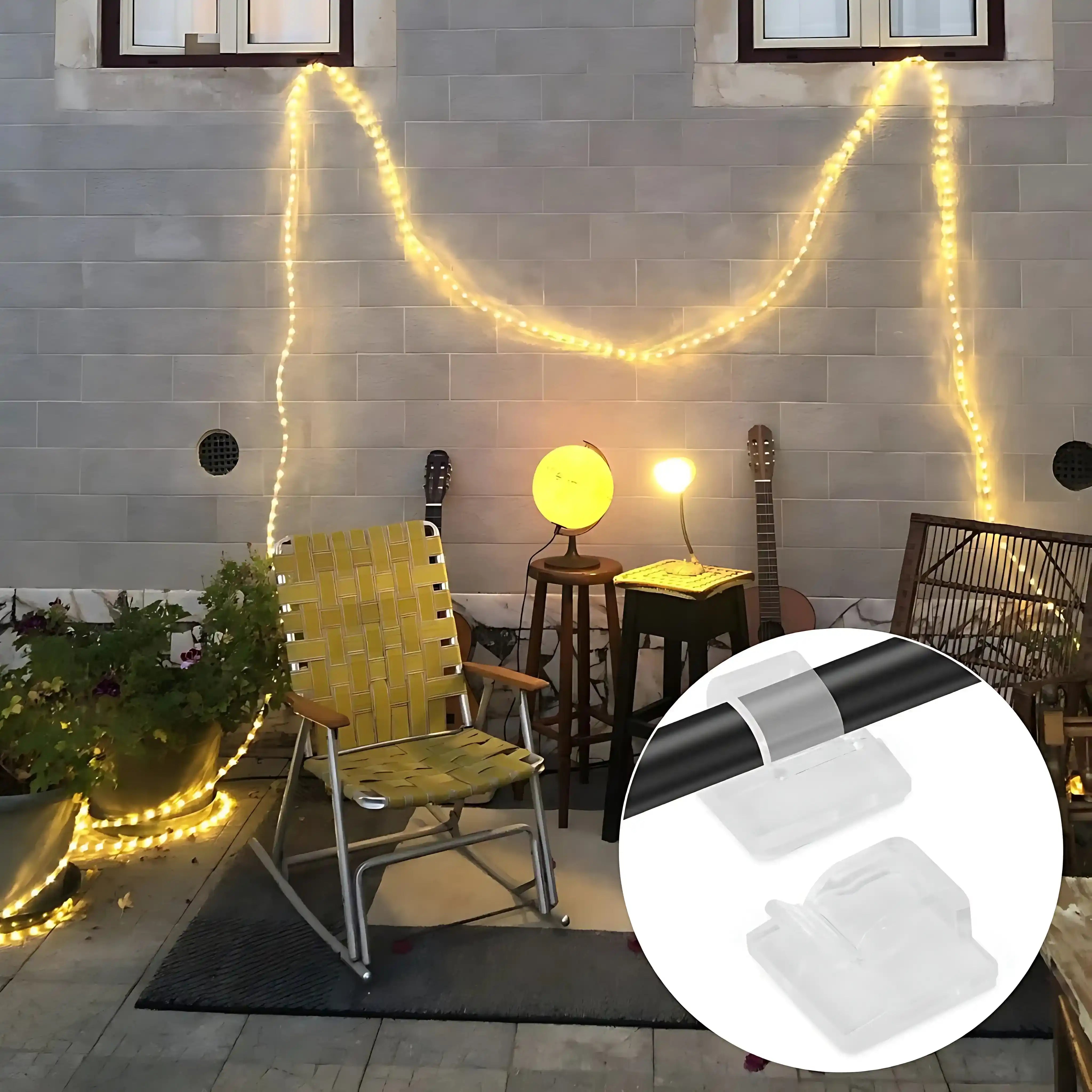 120er Outdoor Kabelhalter Clips Selbstklebend Transparent für Lichterkette und Kabelbefestigung