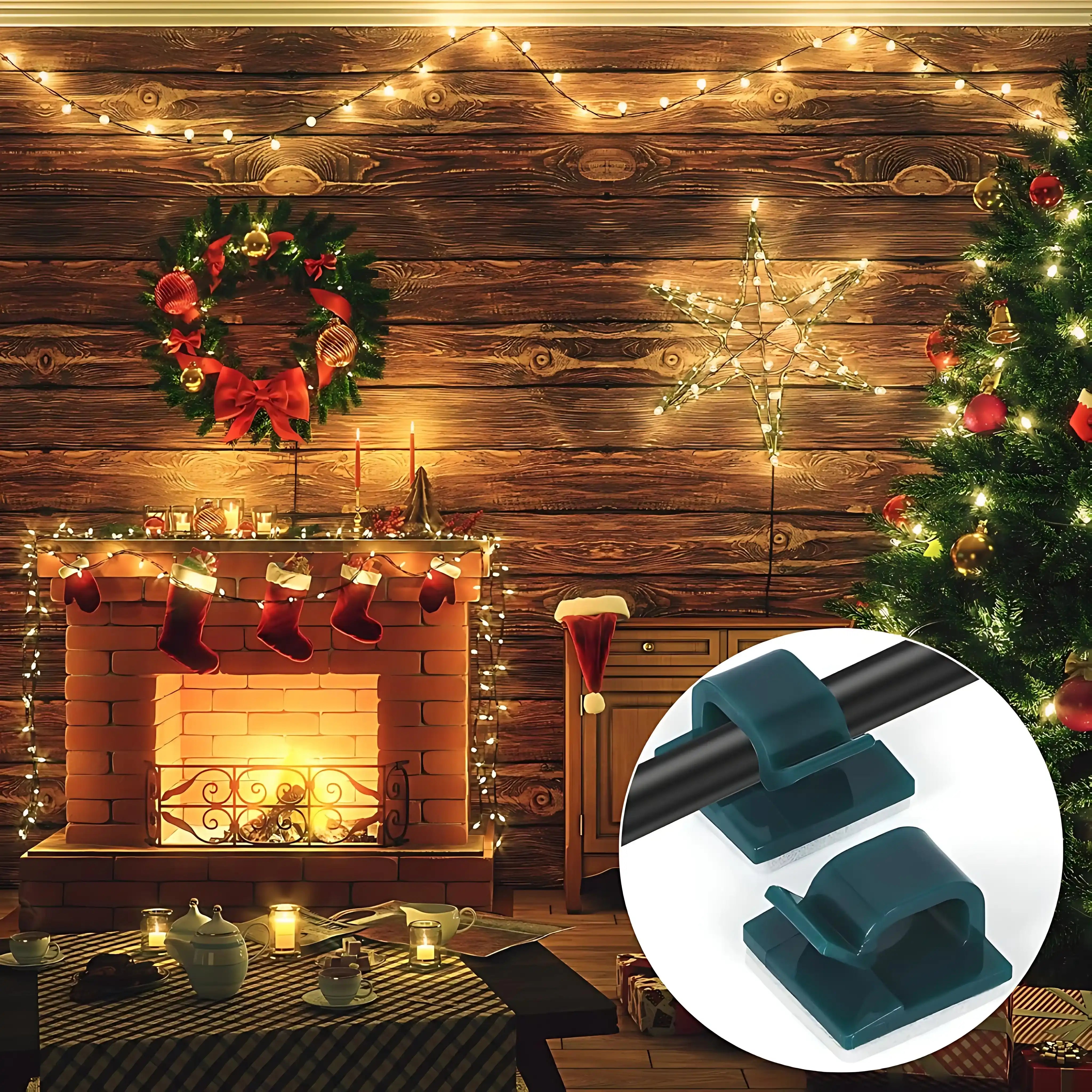50er Outdoor Kabelhalter Clips Selbstklebend Grün für Lichterkette und Kabelbefestigung