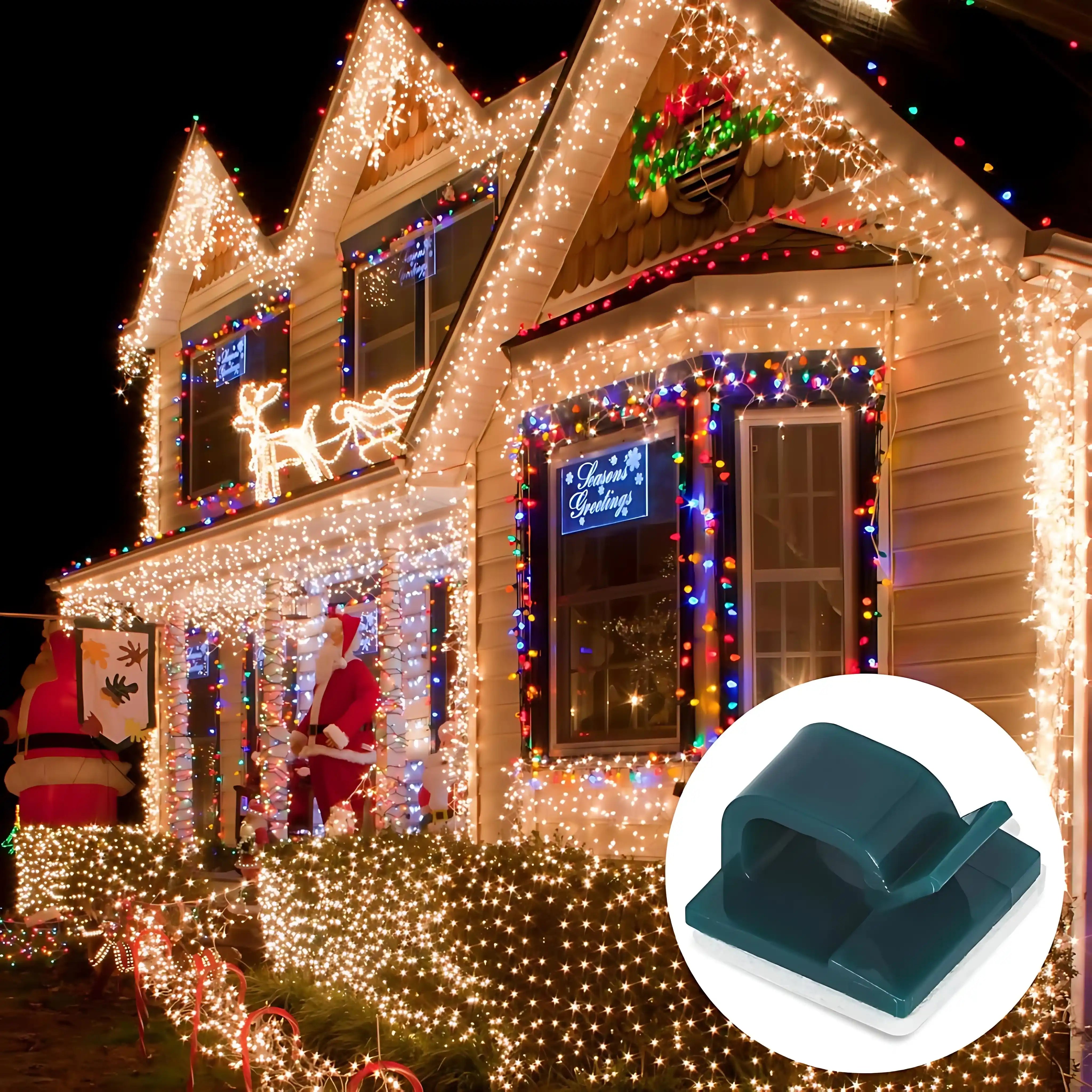 50er Outdoor Kabelhalter Clips Selbstklebend Grün für Lichterkette und Kabelbefestigung