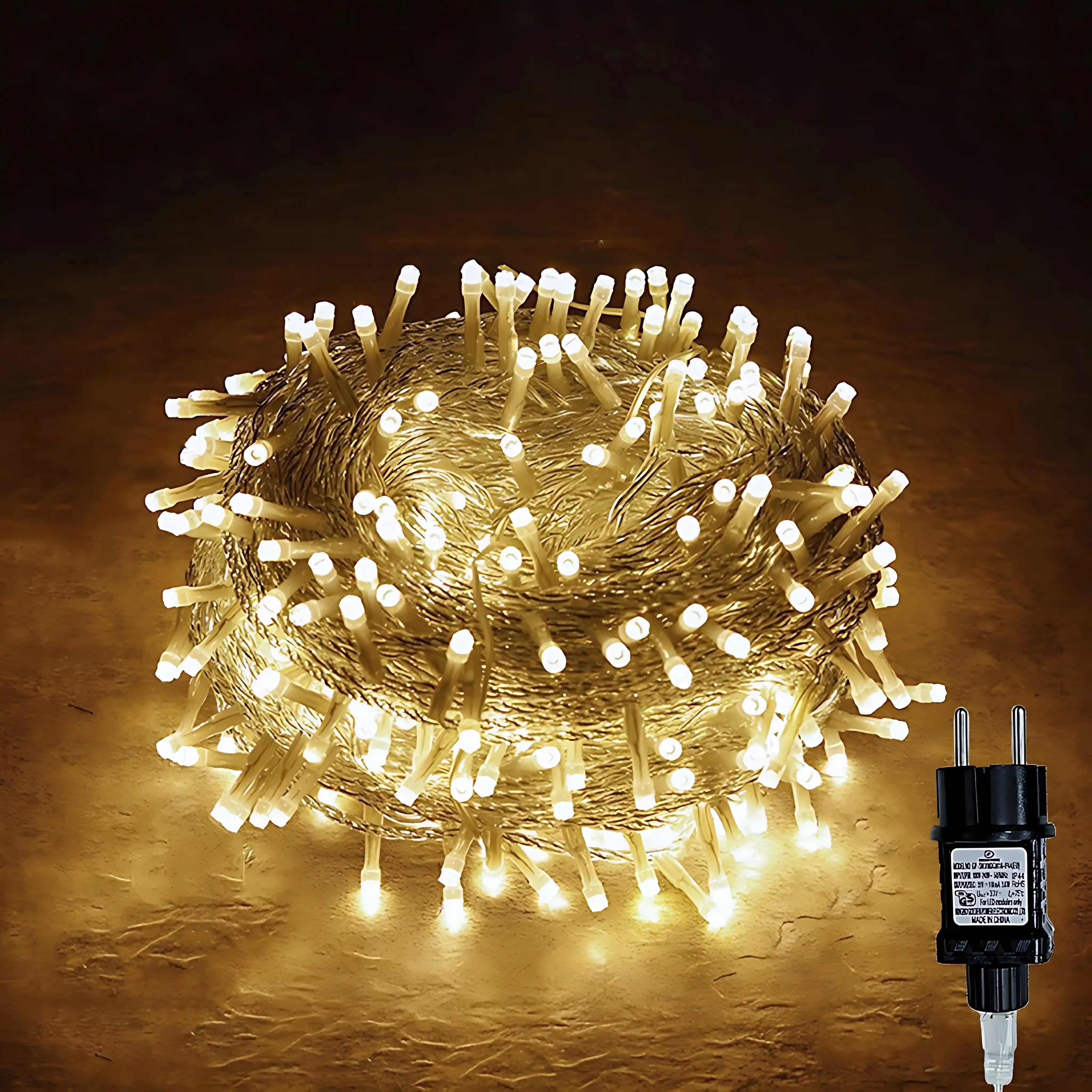 100 LED Warmweiß Lichterkette Strombetrieben Innen Außen
