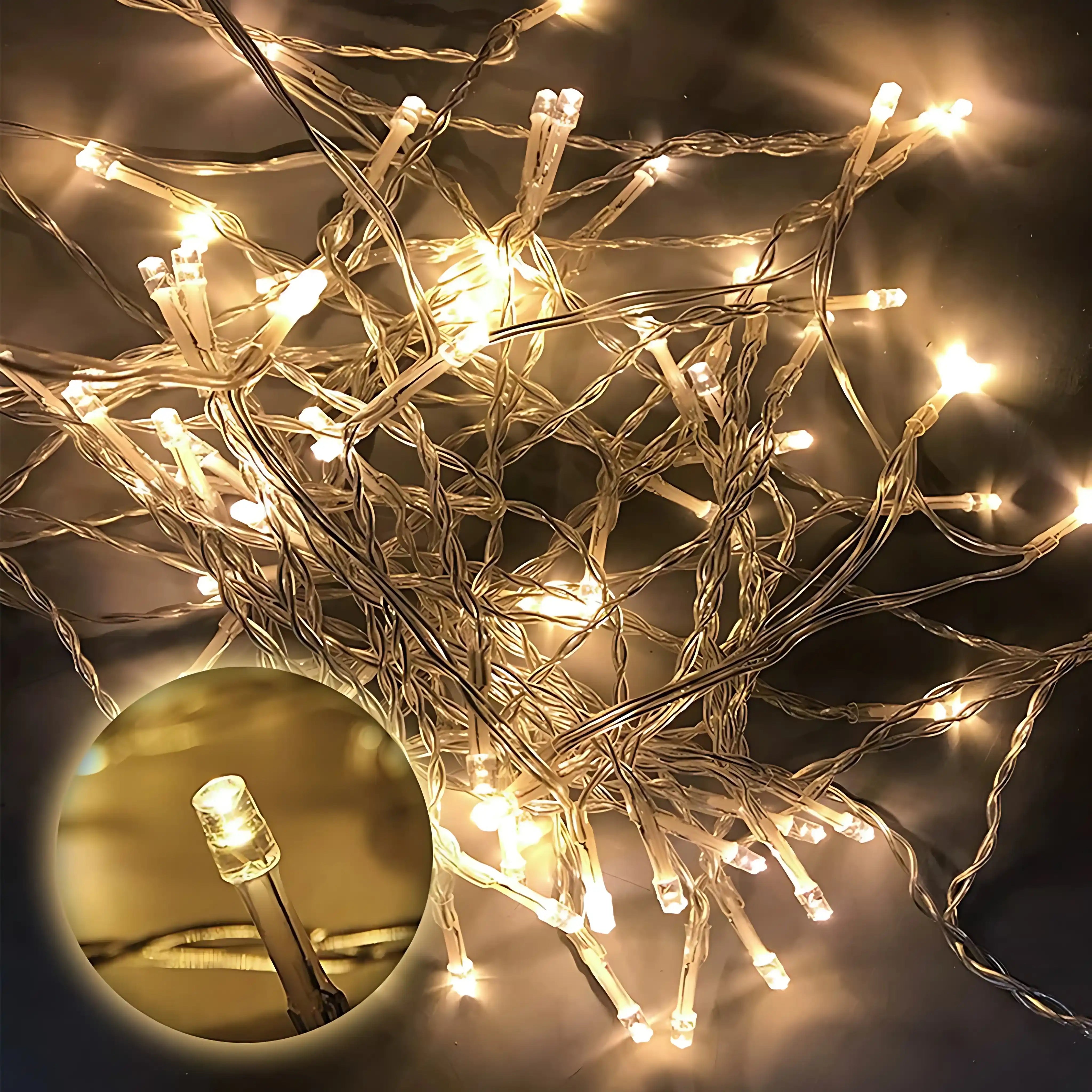 100 LED Warmweiß Lichterkette Strombetrieben Innen Außen