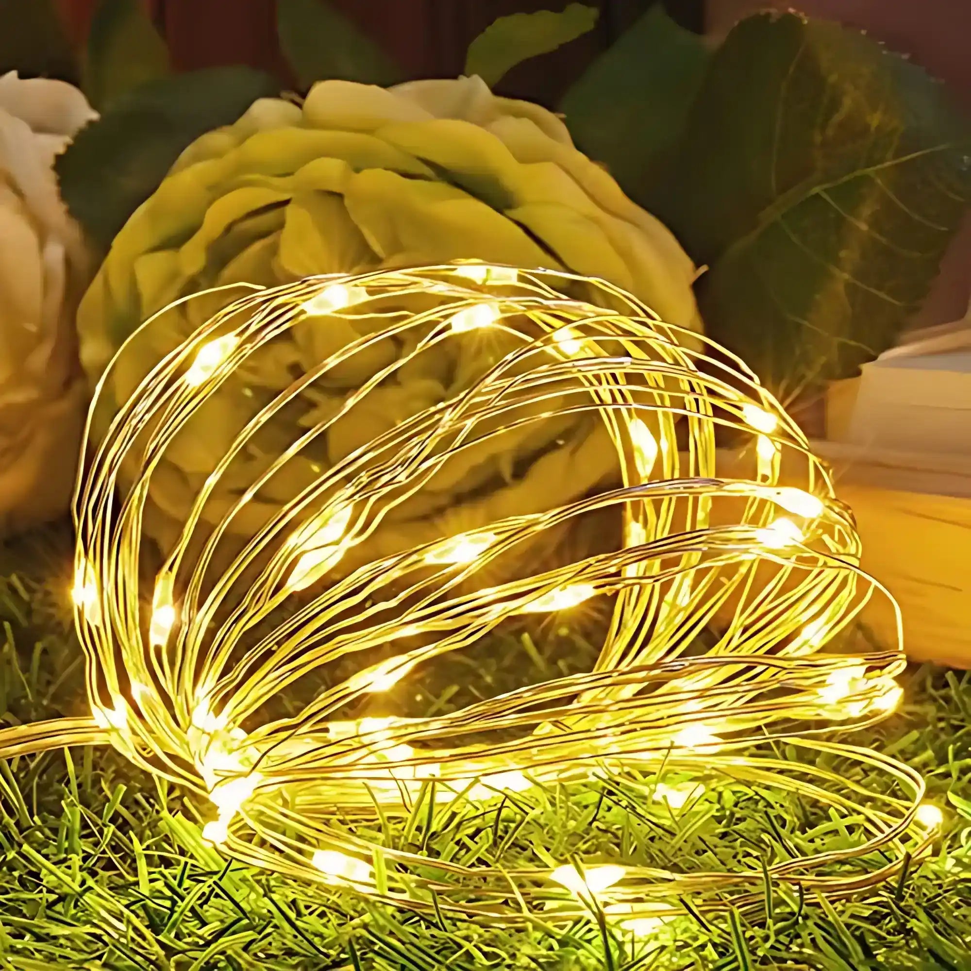 100 LED Solar Kupferdraht Lichterkette 8 Modi Warmweiß Wasserdicht für Garten Terrasse Balkon