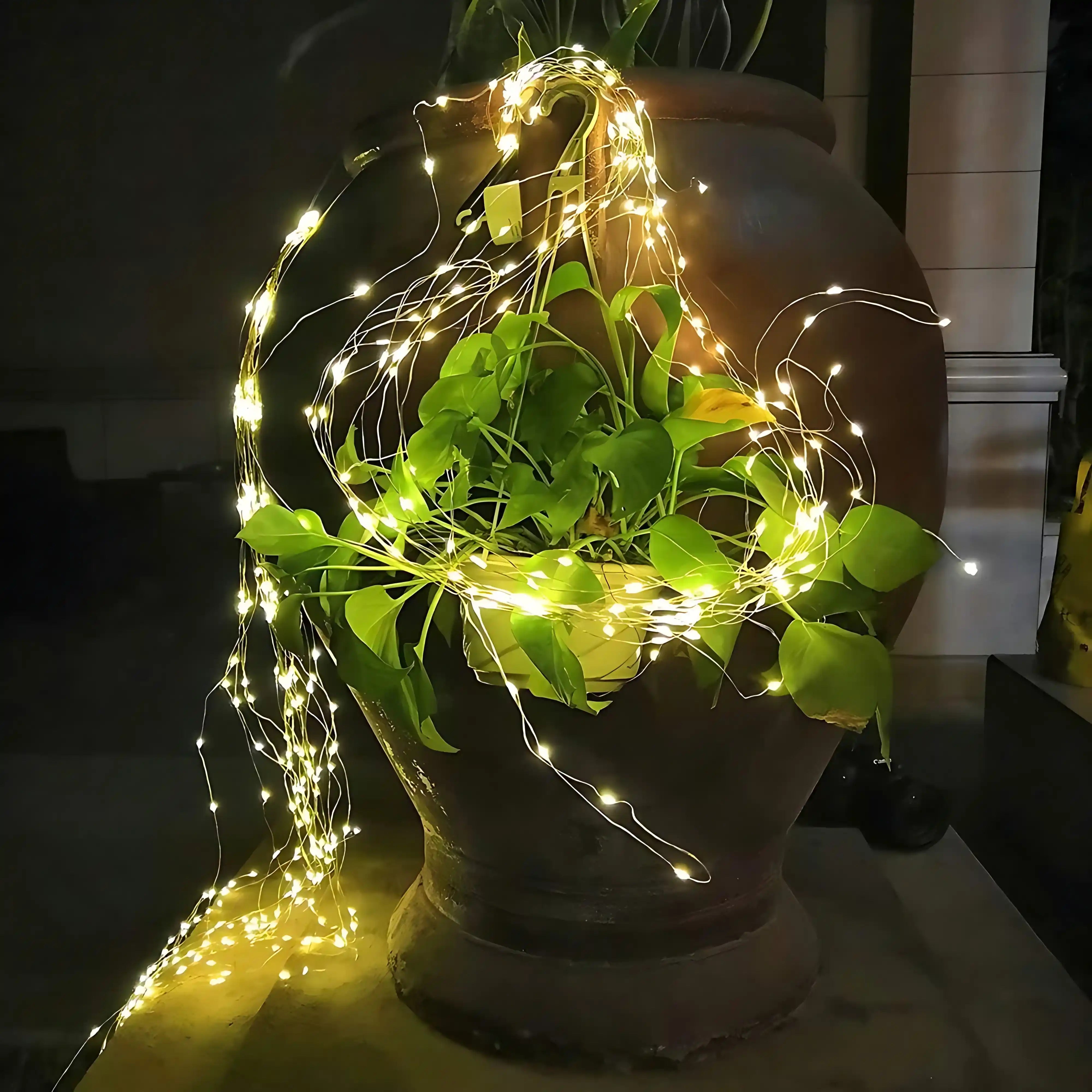 100 LED Warmweiß Wasserfall Lichterkette Strombetrieben Wasserdicht Innen Außen