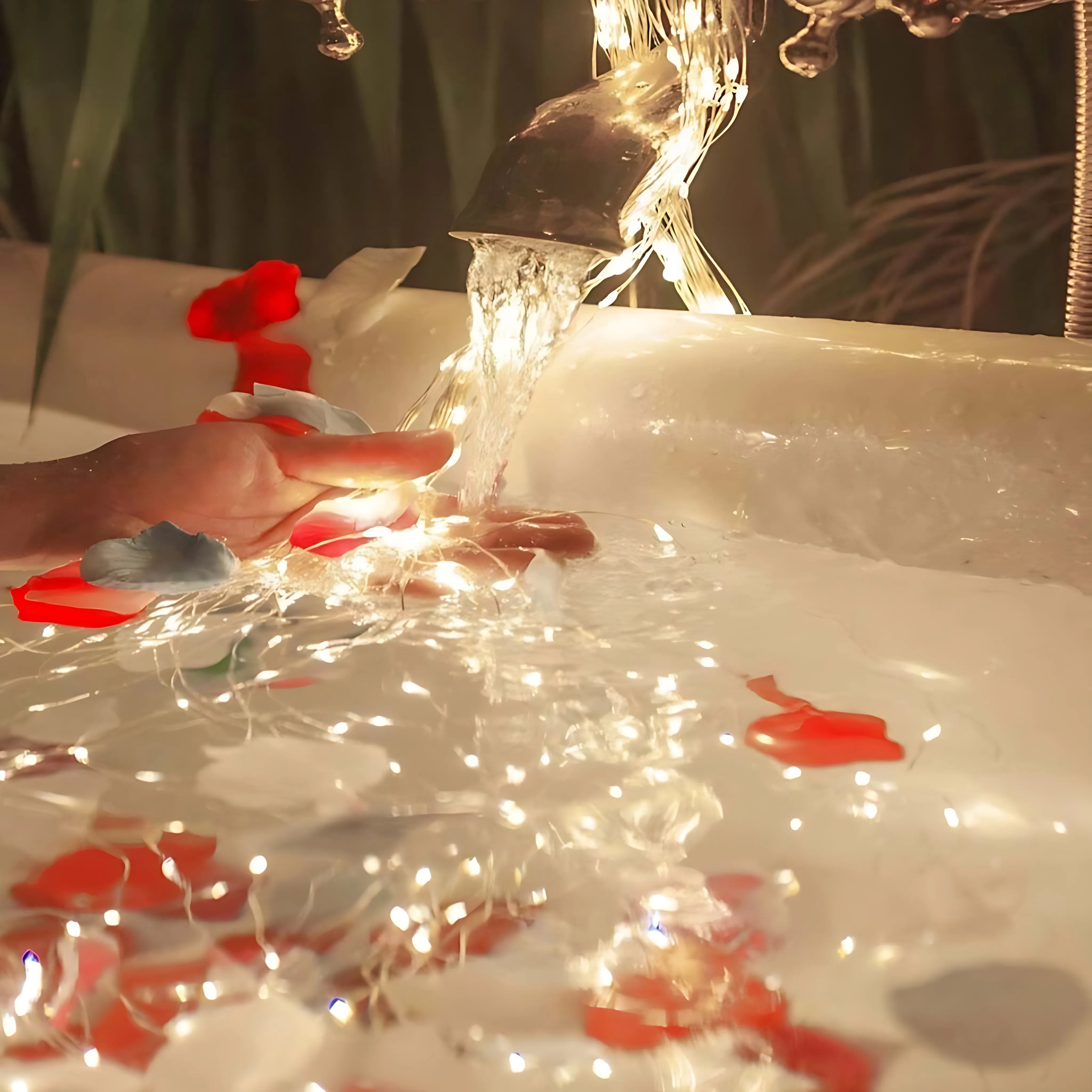 100 LED Warmweiß Wasserfall Lichterkette Strombetrieben Wasserdicht Innen Außen