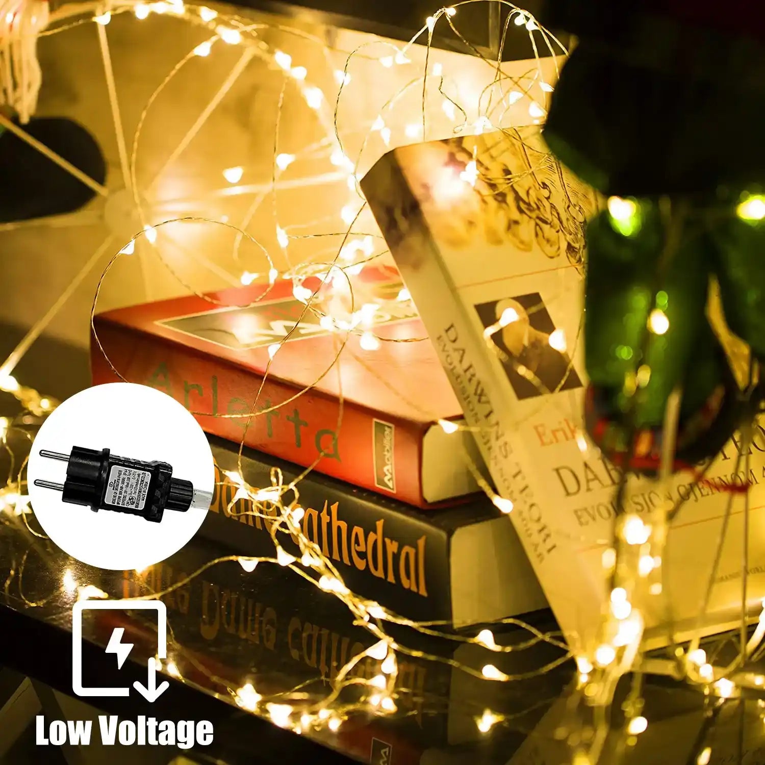 300 LED Warmweiß Mikro Silberdraht Lichterkette Strombetrieben Innen Außen