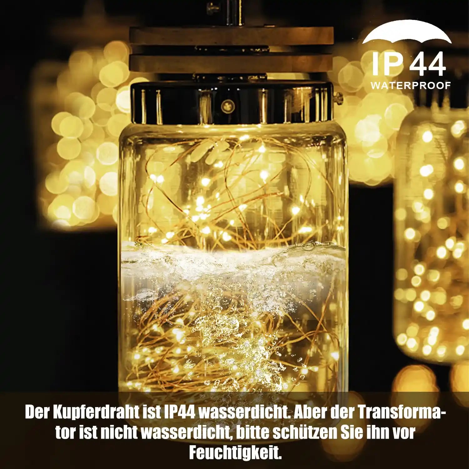 300 LED Warmweiß Mikro Silberdraht Lichterkette Strombetrieben Innen Außen