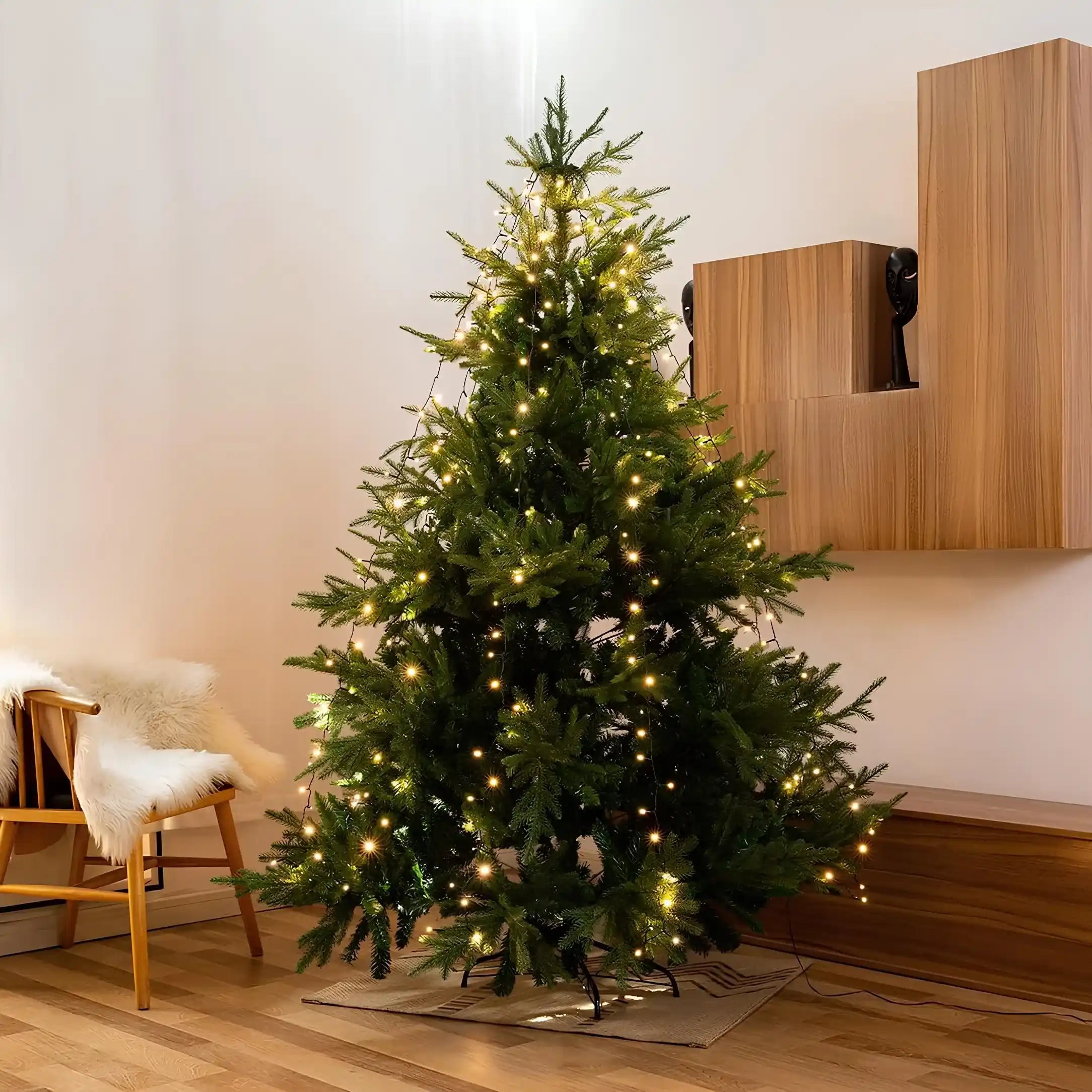 200 LED 8 Stränge Cluster Lichterkette Strombetrieben Warmweiß mit Timer Weihnachtsdeko