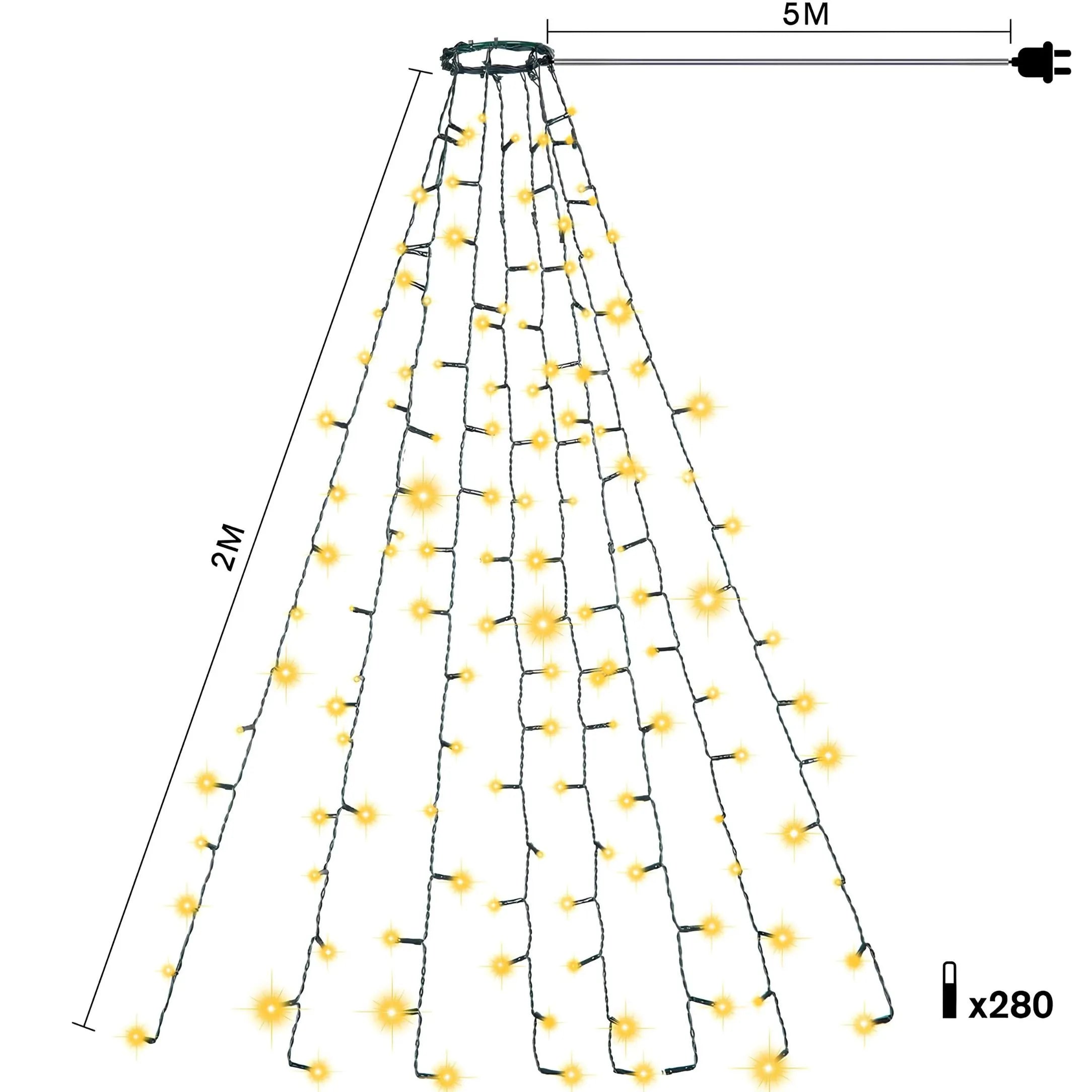 200 LED 8 Stränge Cluster Lichterkette Strombetrieben Warmweiß mit Timer Weihnachtsdeko