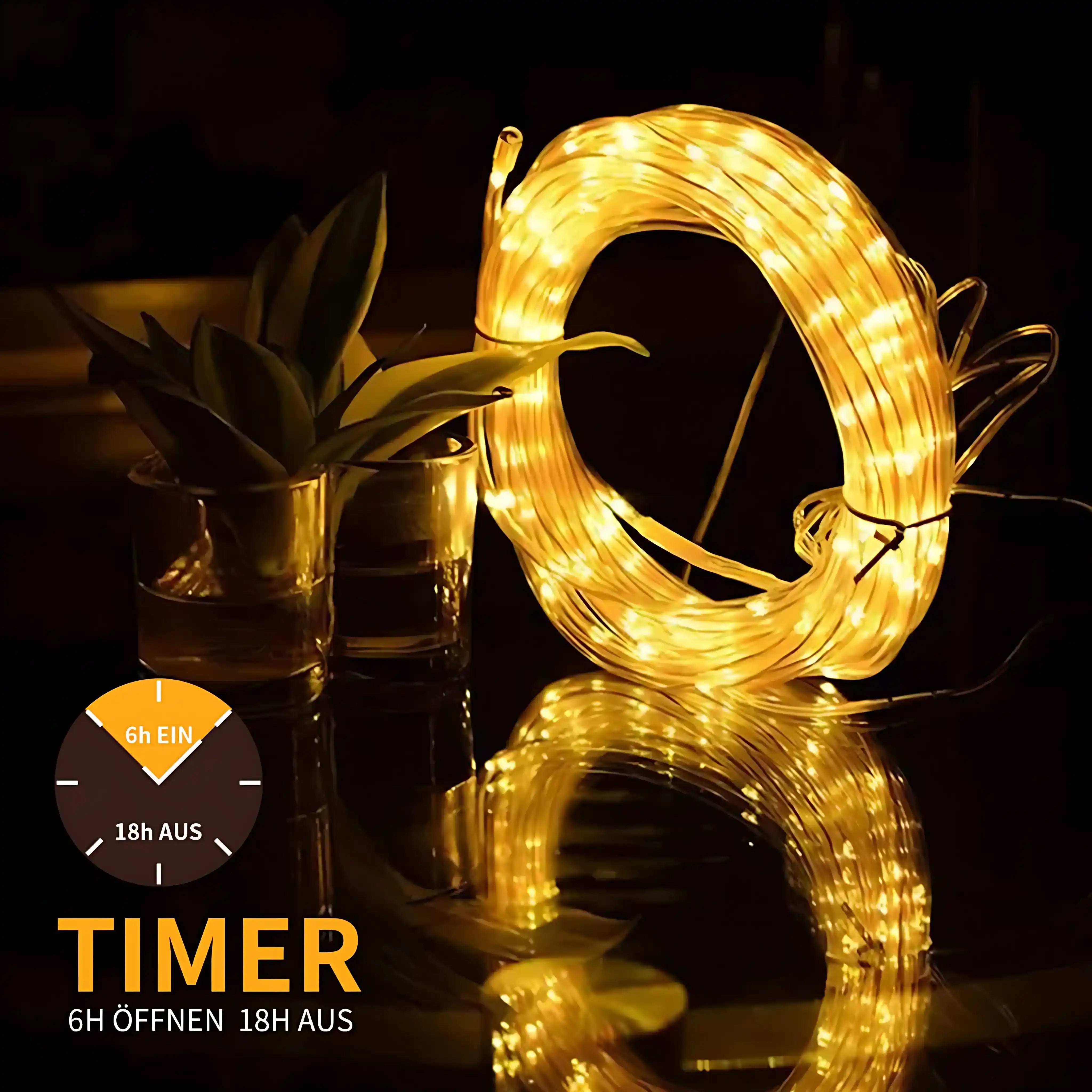 200er LED Lichterschlauch Strombetrieb Warmweiß für Innen und Außen