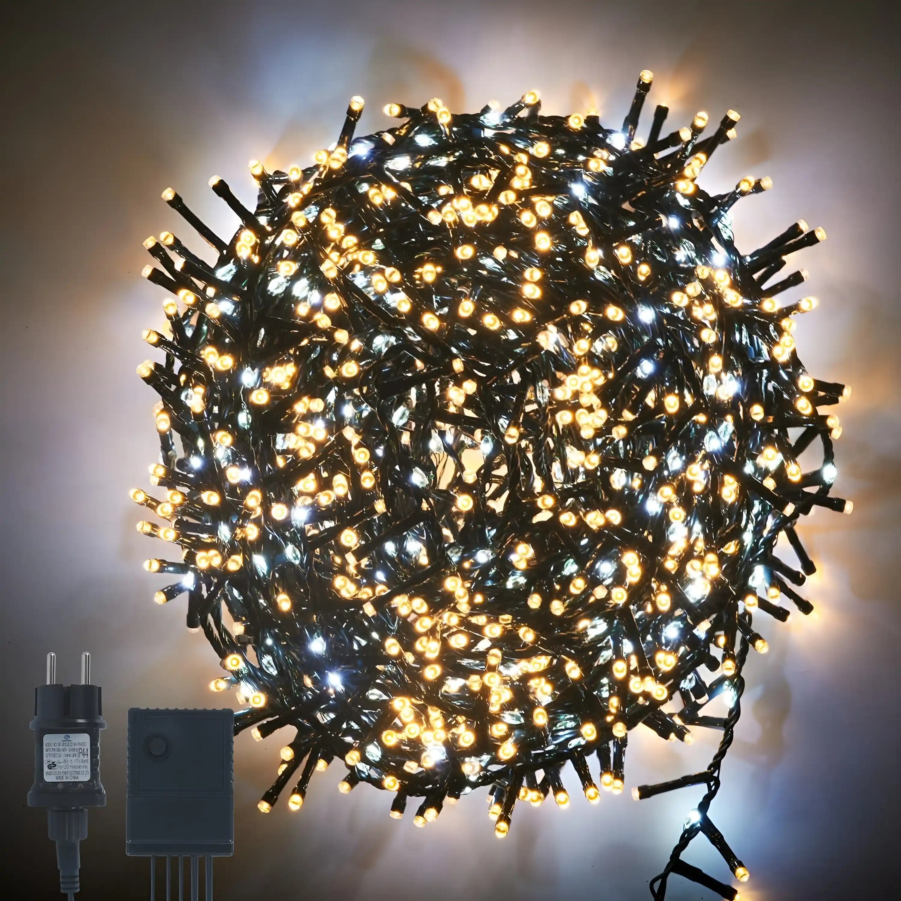 300 LED Cluster Lichterkette Strombetrieben Warmweiß Fließend Weihnachtsdeko