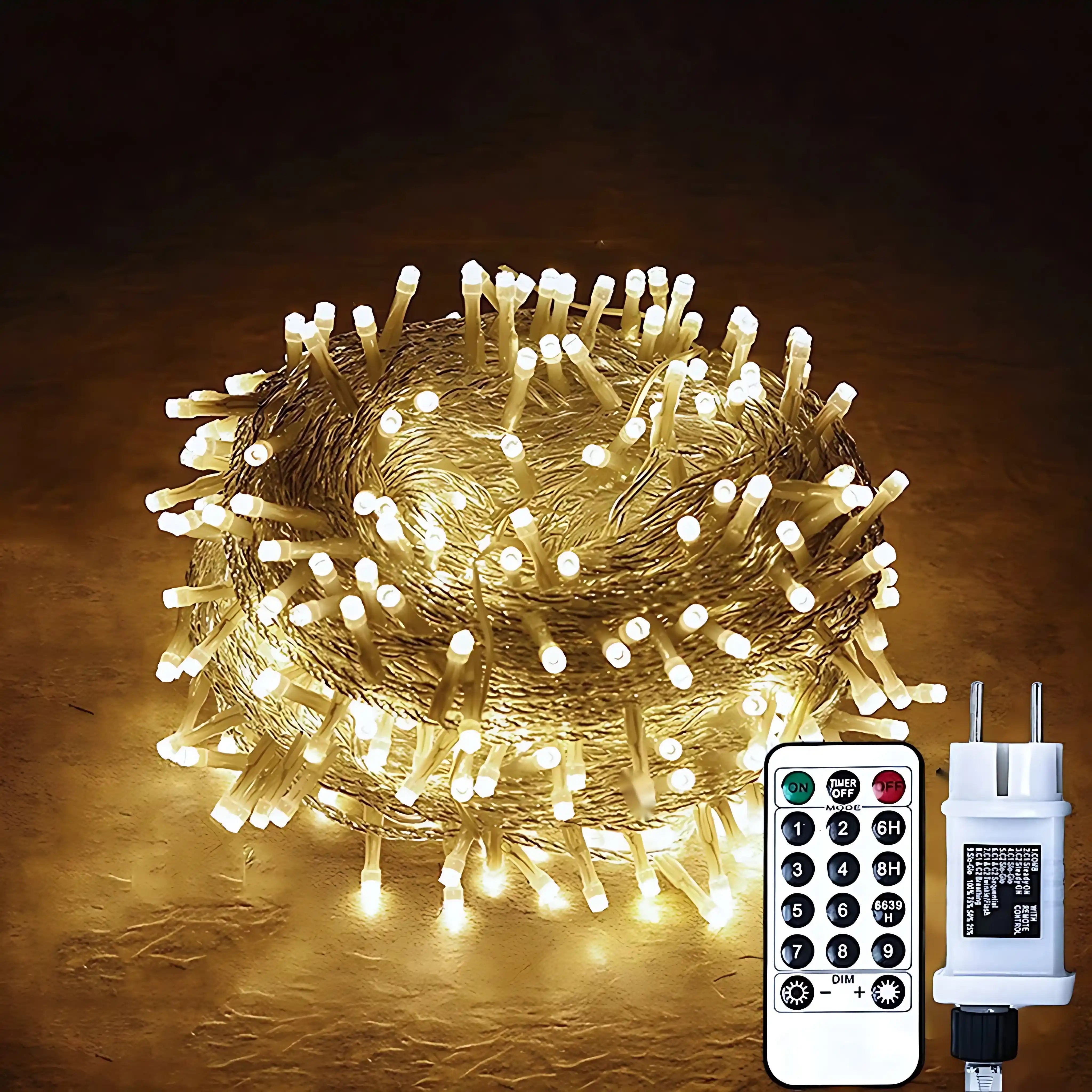 100 LED 8 Modi Warmweiß Lichterkette Dimmbar Strombetrieben Innen Außen
