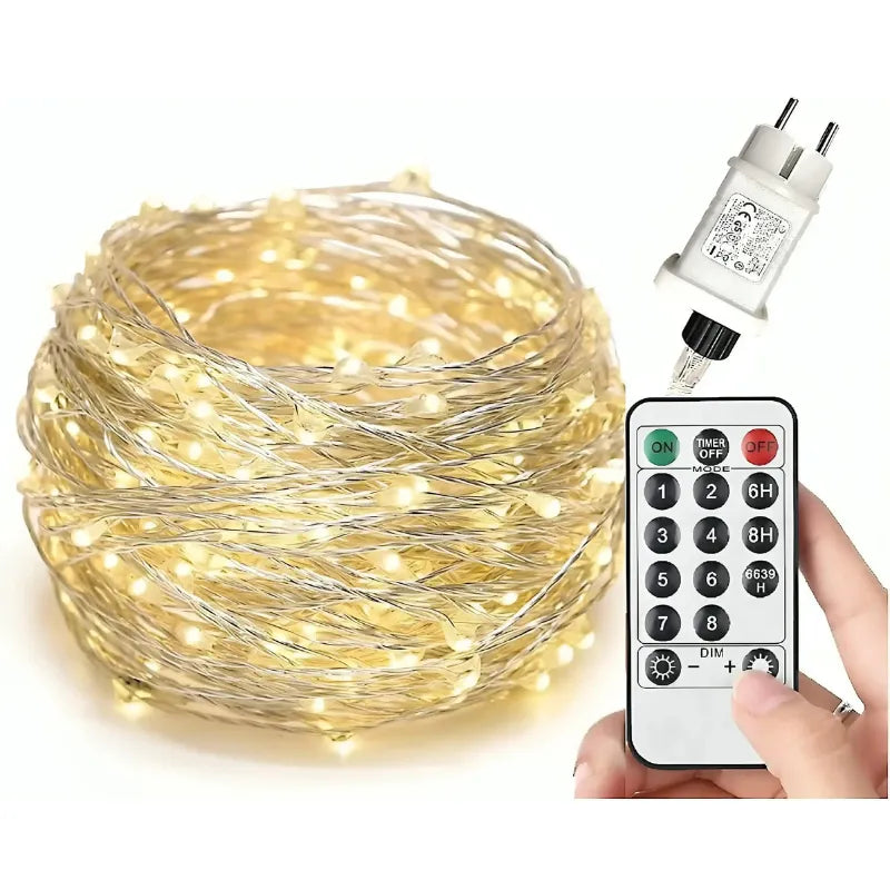 200 LED 8 Modi Warmweiß Silberdraht Lichterkette Strombetrieben Timer Dimmbar Innen Außen