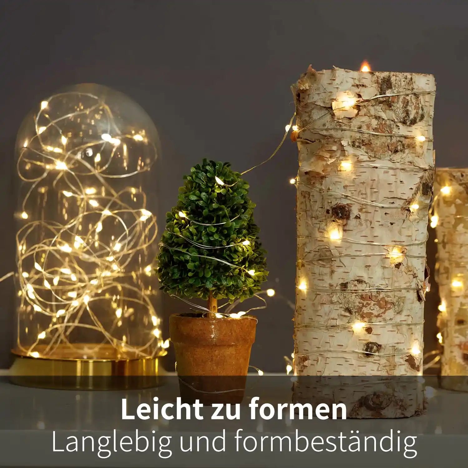200 LED 8 Modi Warmweiß Silberdraht Lichterkette Strombetrieben Timer Dimmbar Innen Außen