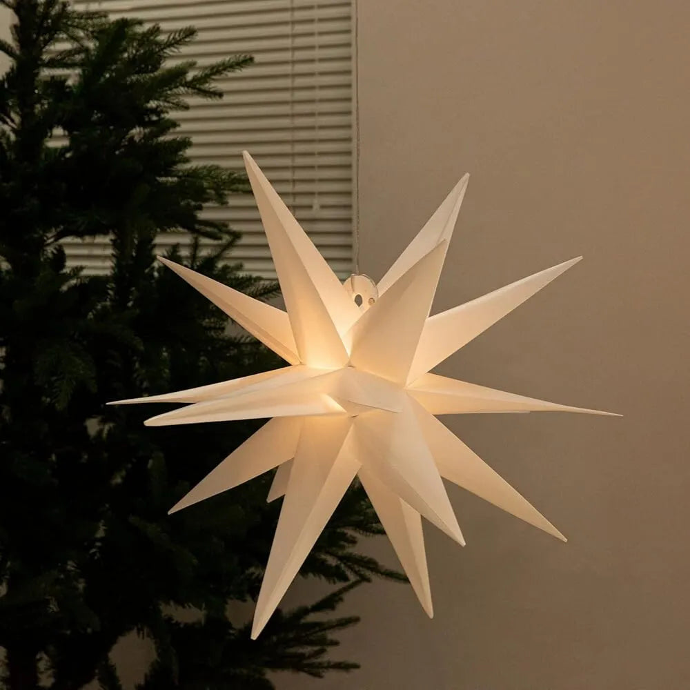 Weiß 10 LED 60cm Weihnachtsstern Lichterkette Batteriebetrieben
