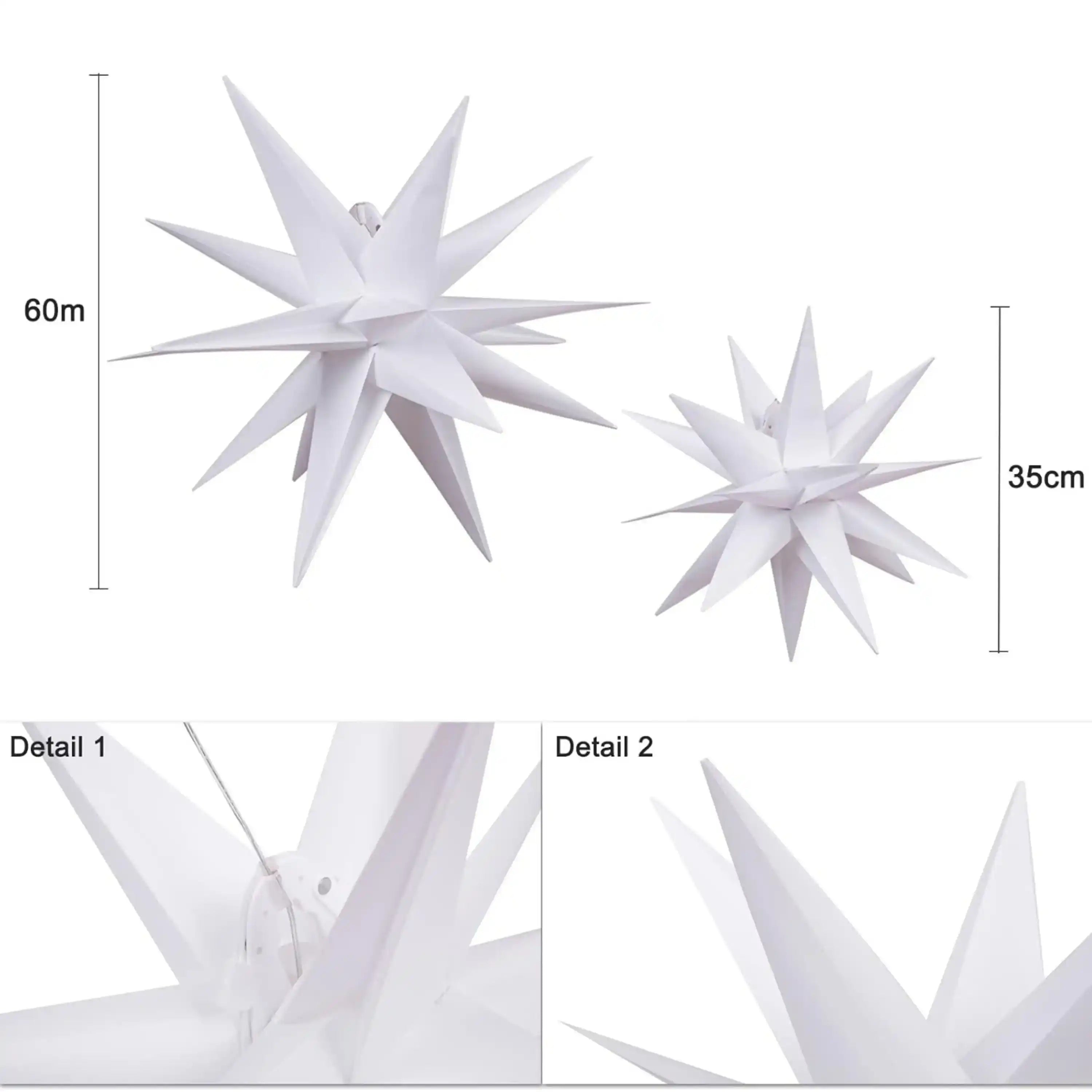 Weiß 10 LED 60cm Weihnachtsstern Lichterkette Batteriebetrieben