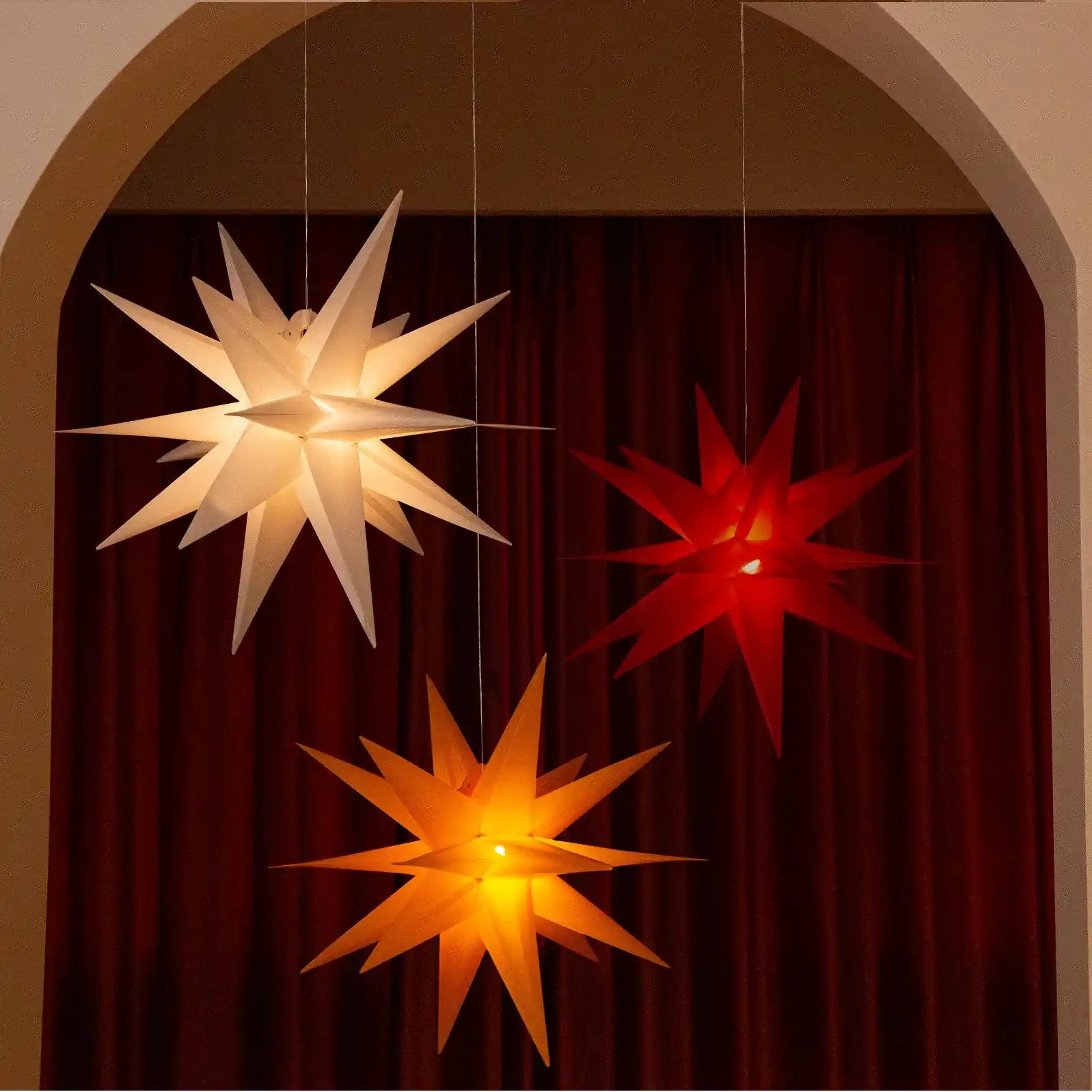 Weiß 10 LED 60cm Weihnachtsstern Lichterkette Batteriebetrieben