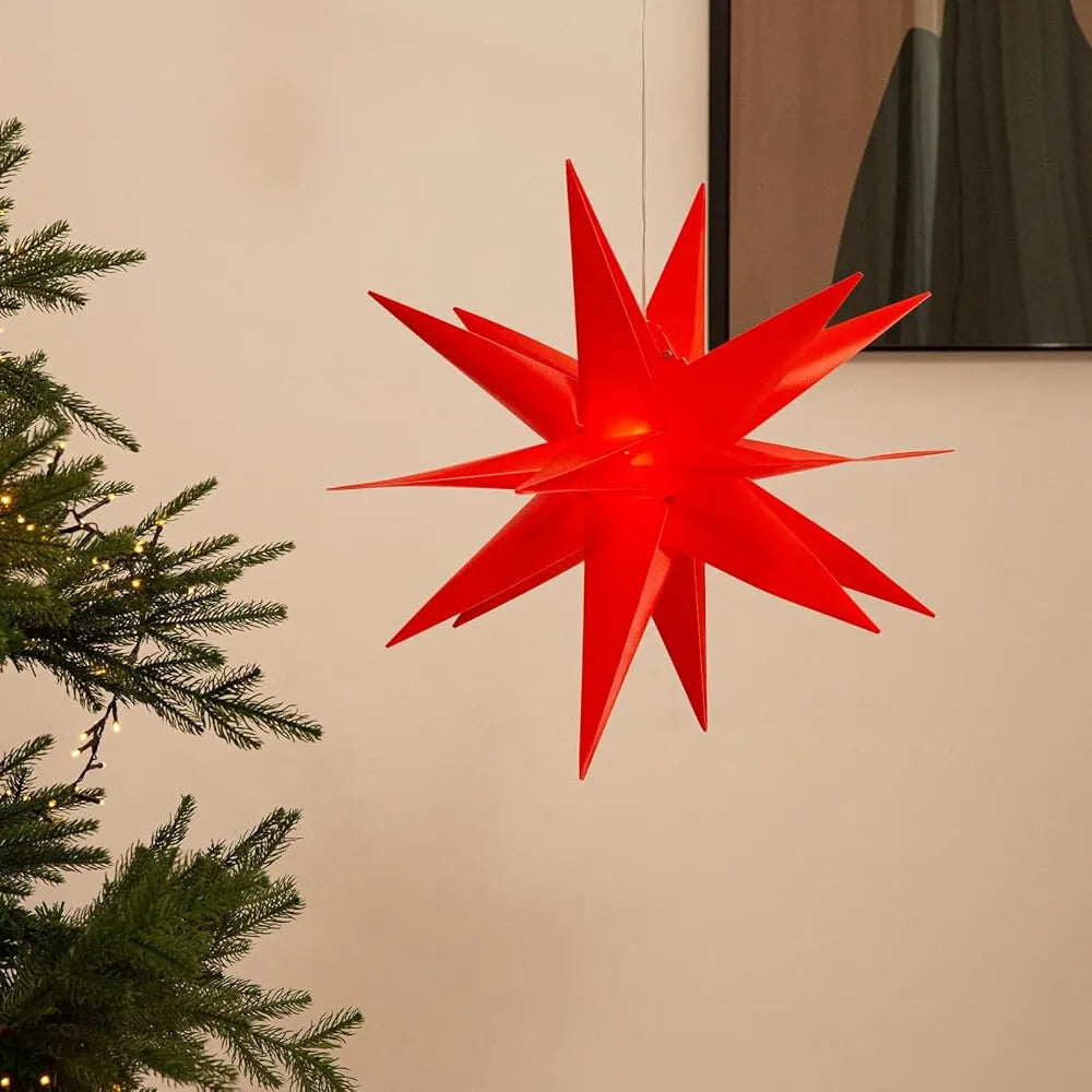 Rot 10 LED 60cm Weihnachtsstern Lichterkette Batteriebetrieben