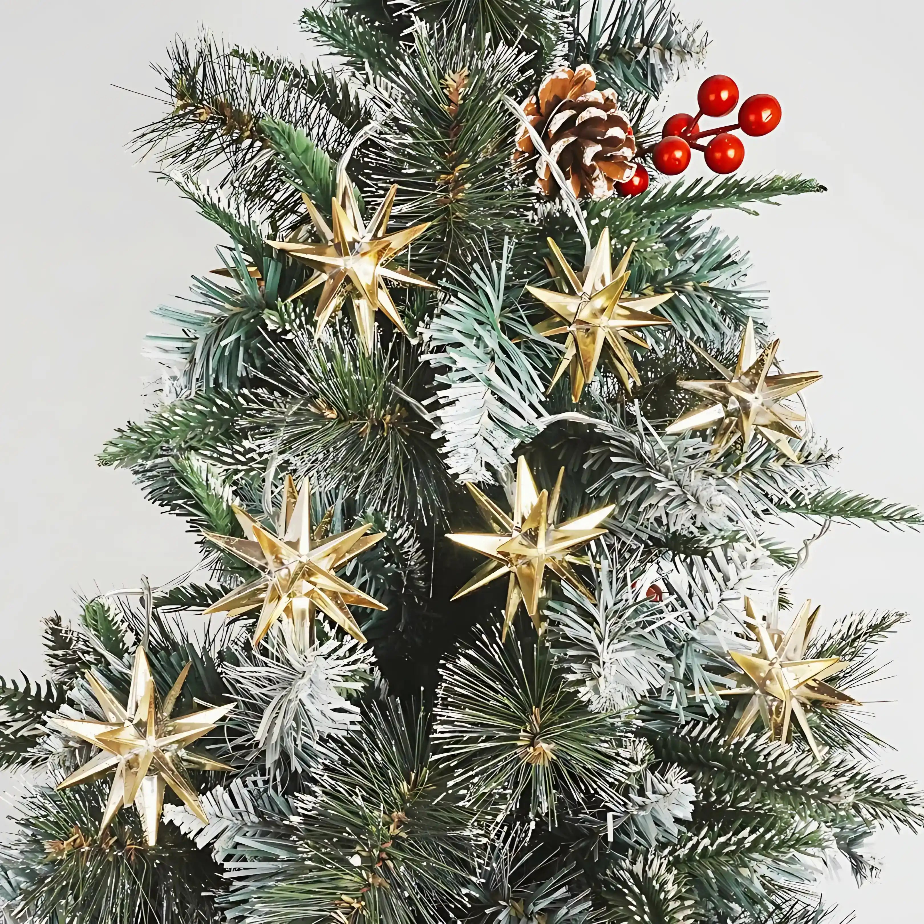 12cm 10er LED Weihnachtsstern Lichterkette Strombetrieb Gold für Innen und Außen