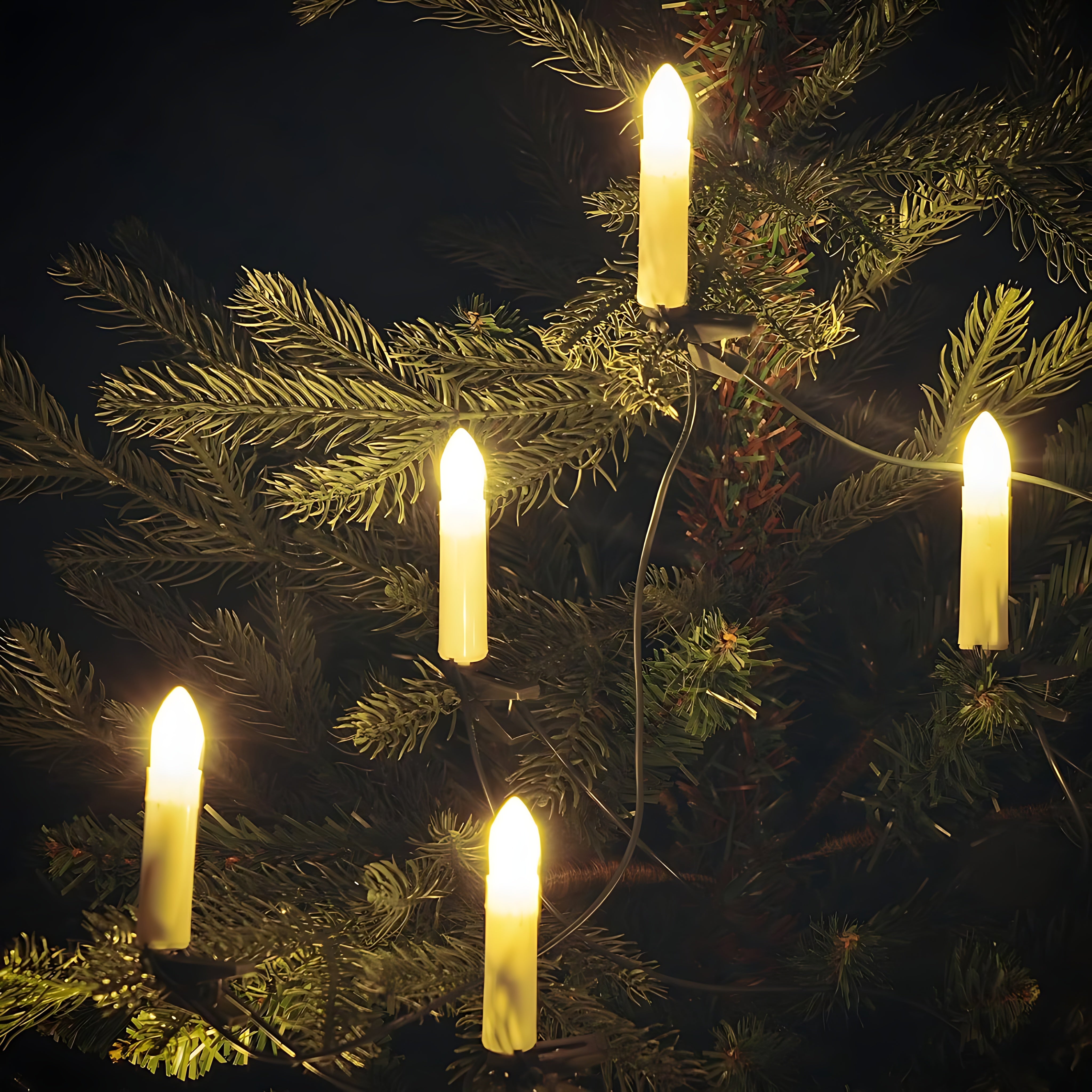 30er LED Kerzen Lichterkette Warmweiß für Innen und Außen