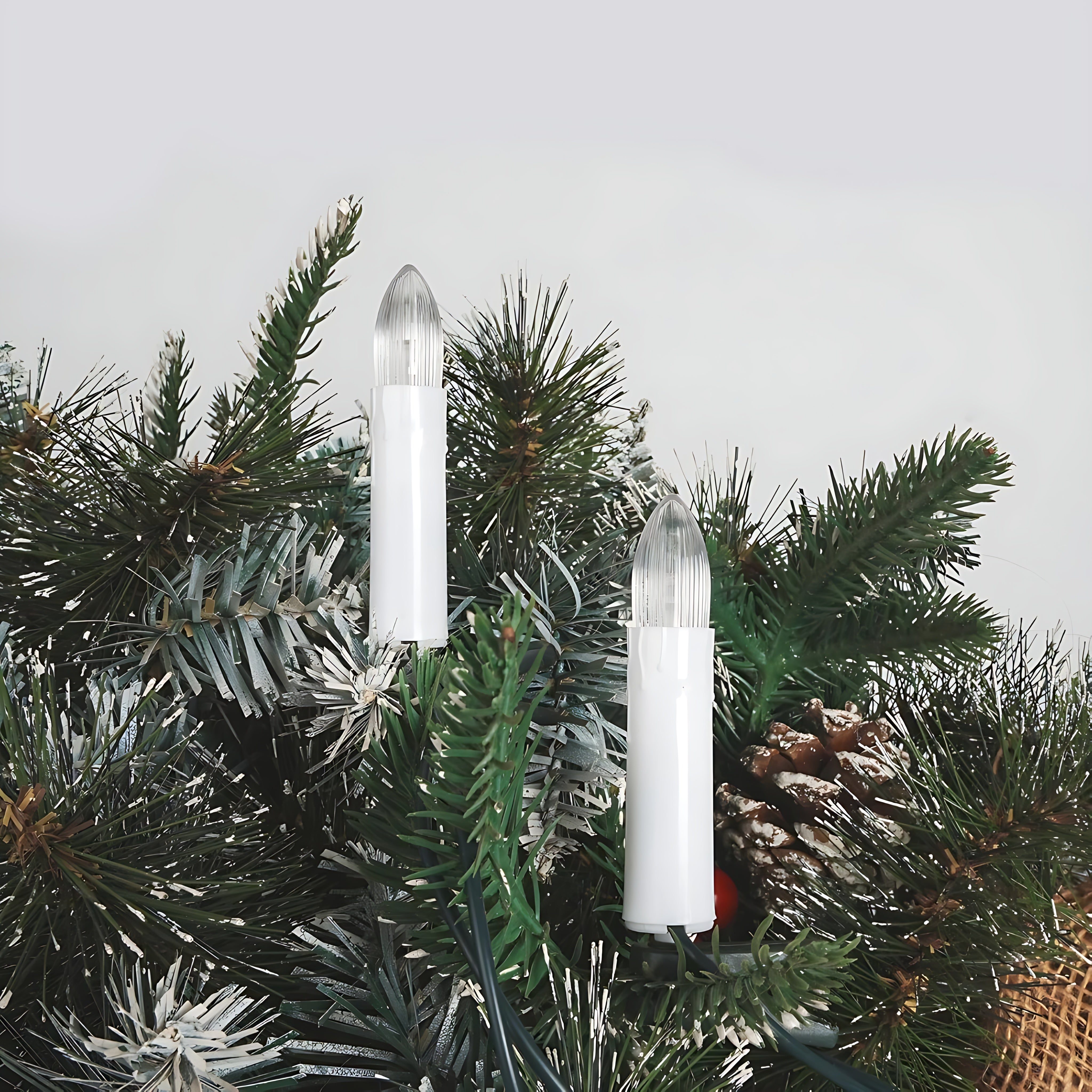 30er LED Kerzen Lichterkette Warmweiß für Innen und Außen