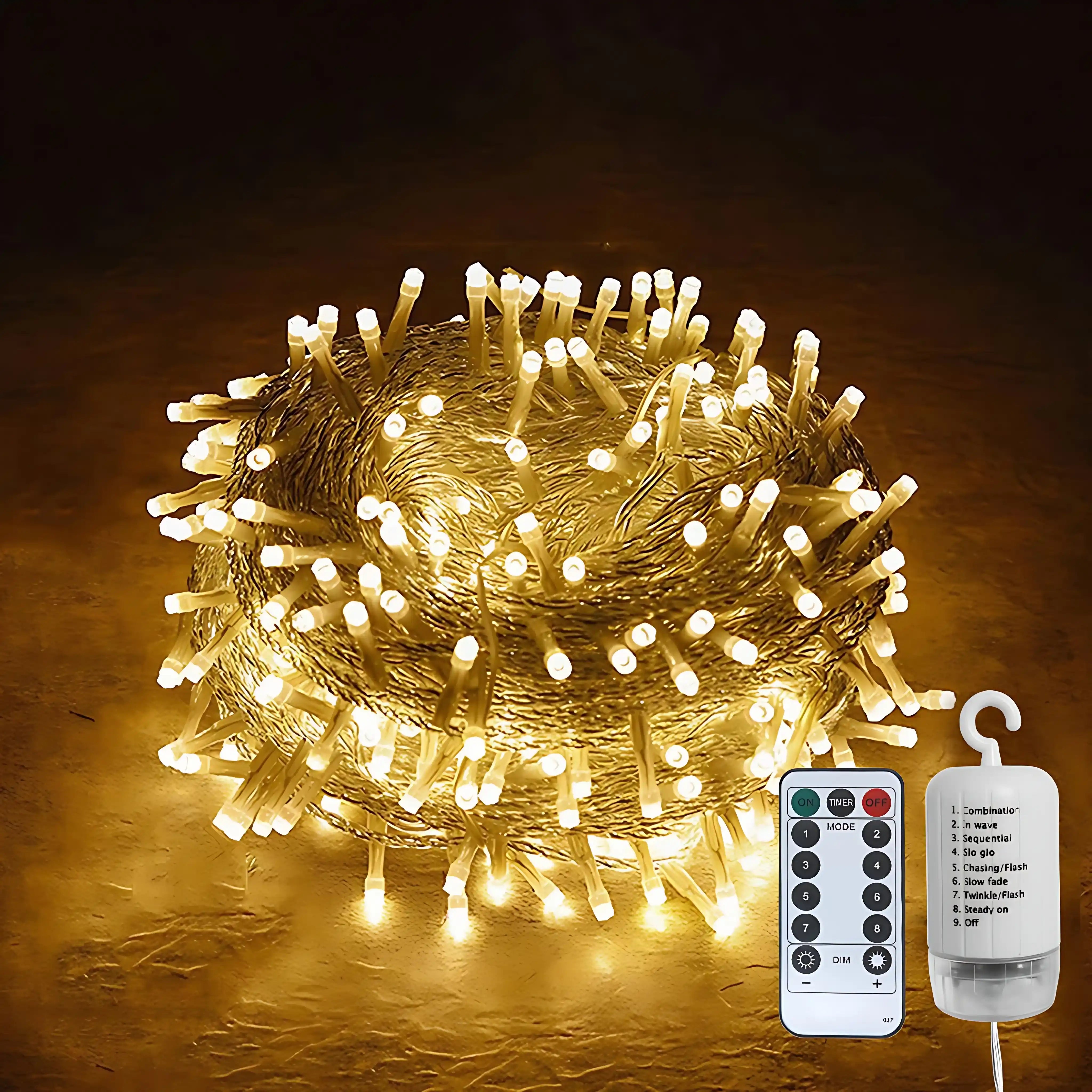 100 LED Warmweiß Lichterkette 8 Modi Batteriebetrieben Innen Außen IP44