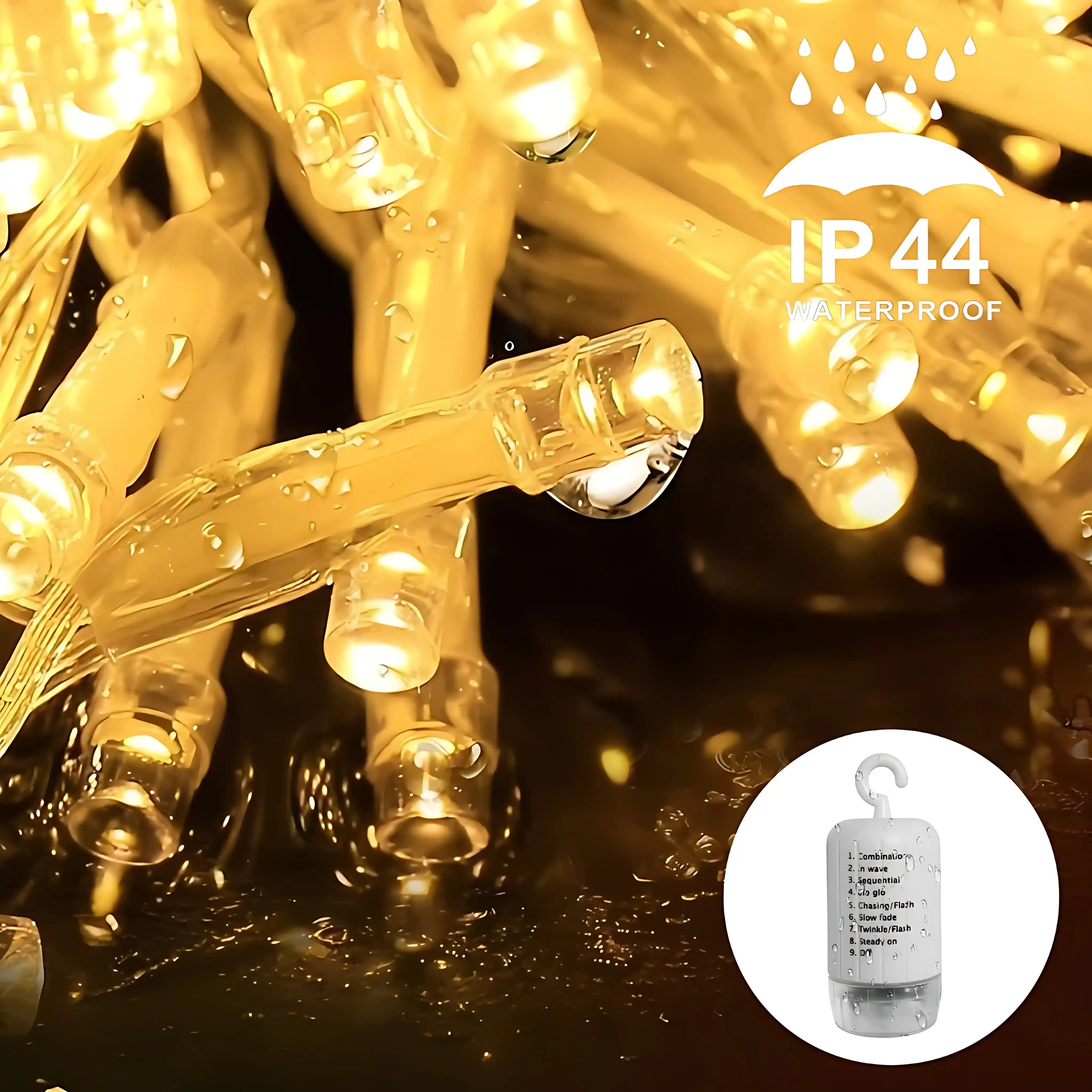 100 LED Warmweiß Lichterkette 8 Modi Batteriebetrieben Innen Außen IP44