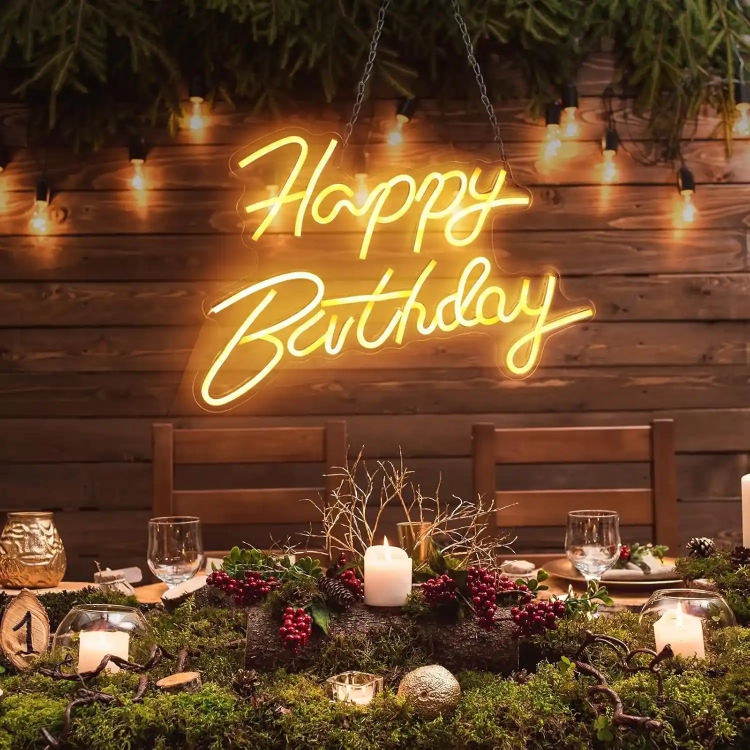 Happy Birthday Neon Schild Warmweiß LED Neonlicht USB-betrieben Deko für Geburtstag Bar Zimmer