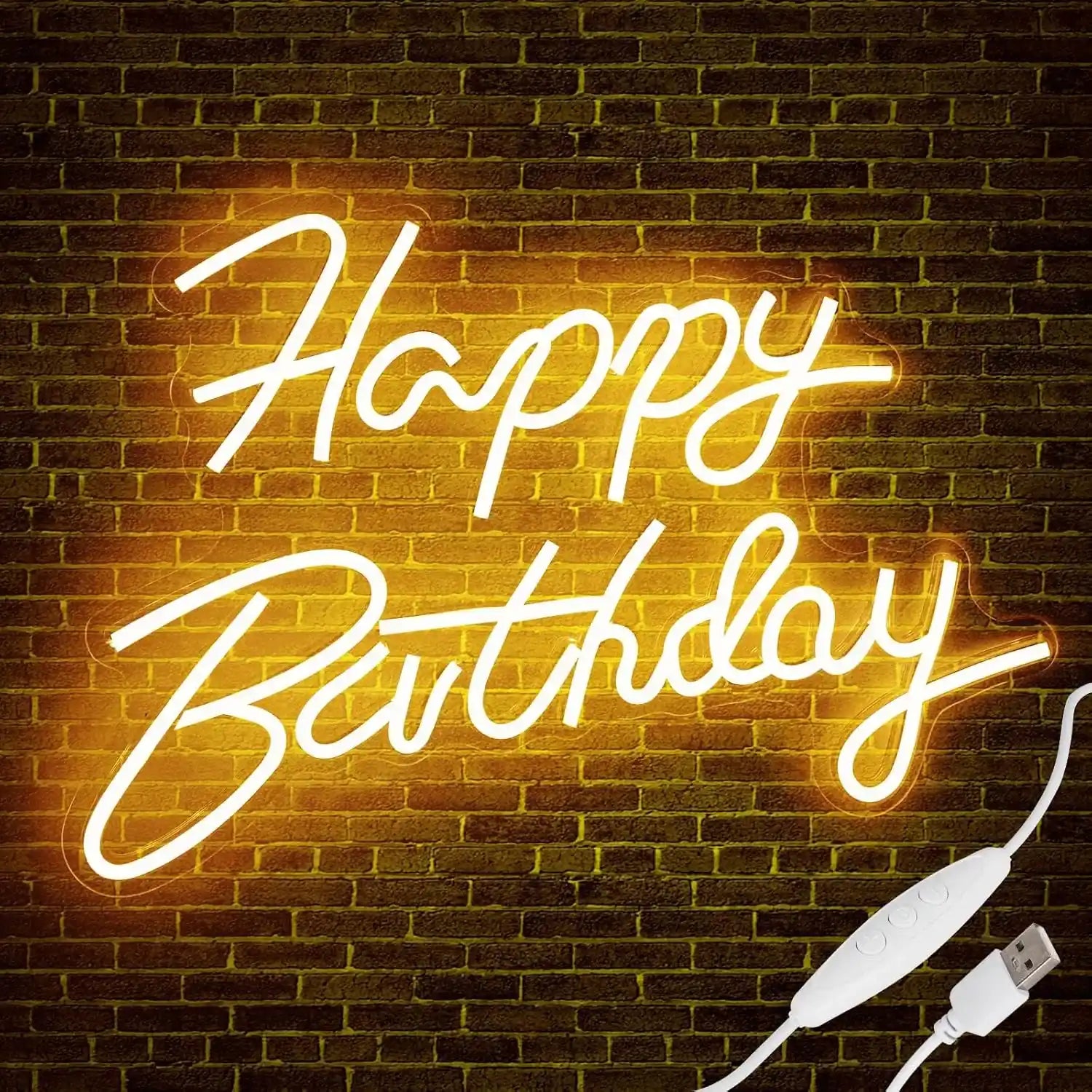 Happy Birthday Neon Schild Warmweiß LED Neonlicht USB-betrieben Deko für Geburtstag Bar Zimmer