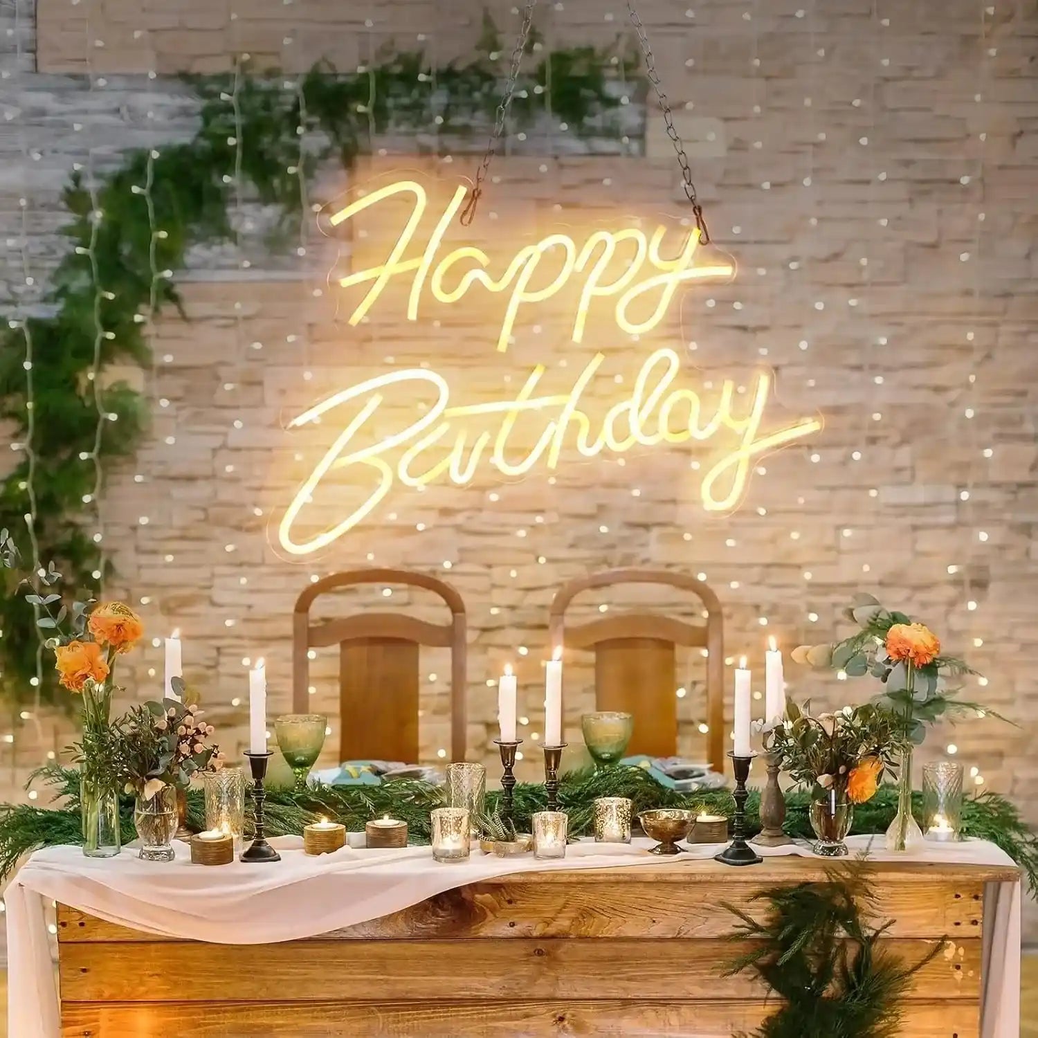 Happy Birthday Neon Schild Warmweiß LED Neonlicht USB-betrieben Deko für Geburtstag Bar Zimmer