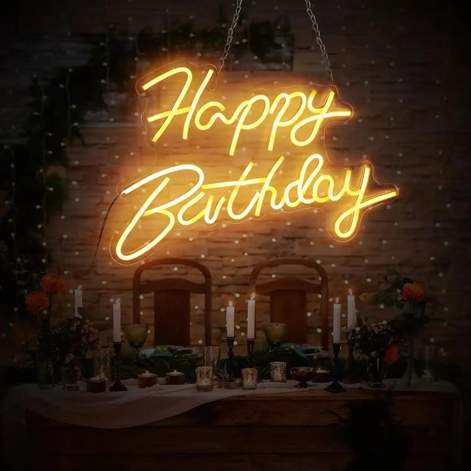 Happy Birthday Neon Schild Warmweiß LED Neonlicht USB-betrieben Deko für Geburtstag Bar Zimmer
