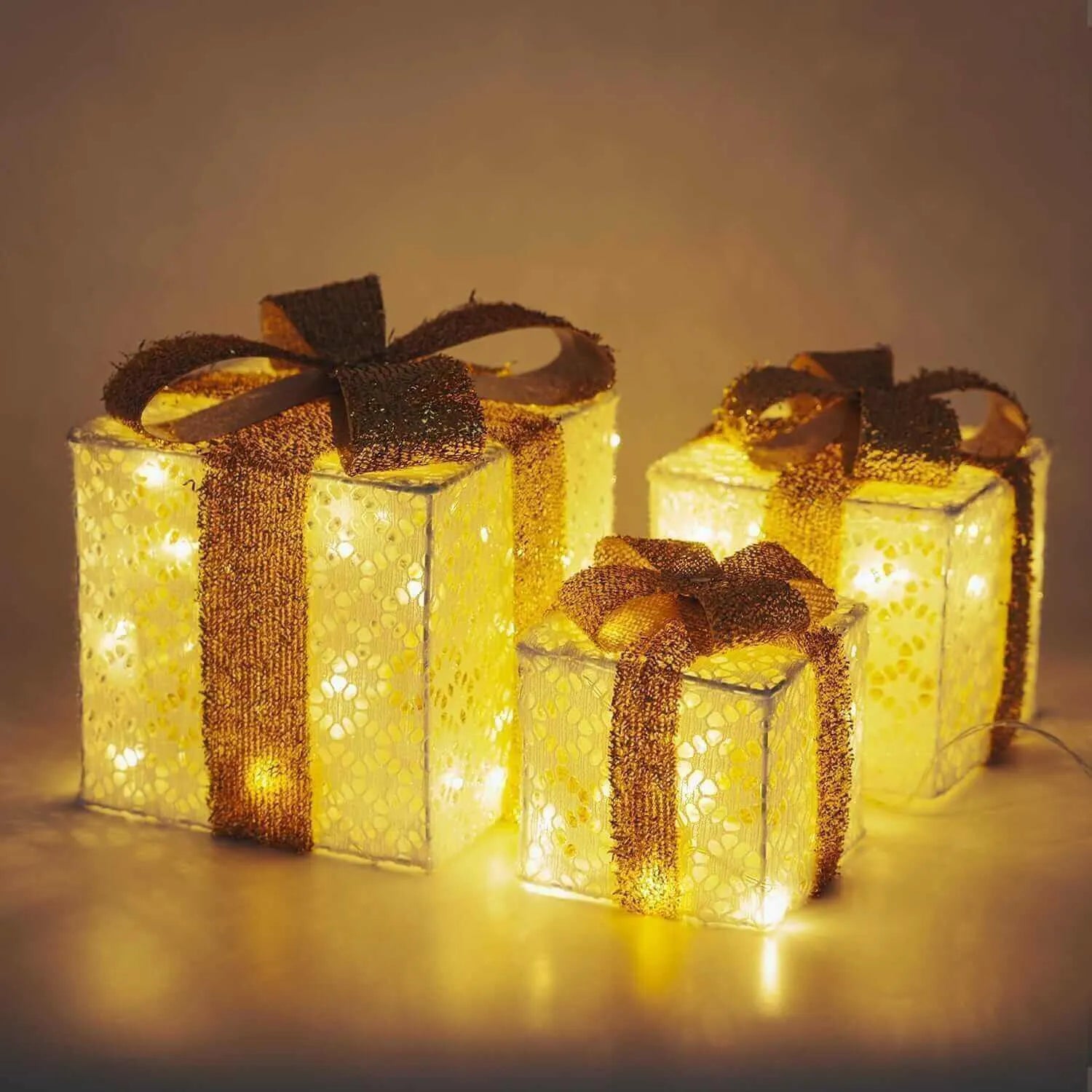 48 Warmweiß LED Weiße Geschenkboxen mit Timer Batteriebetrieben