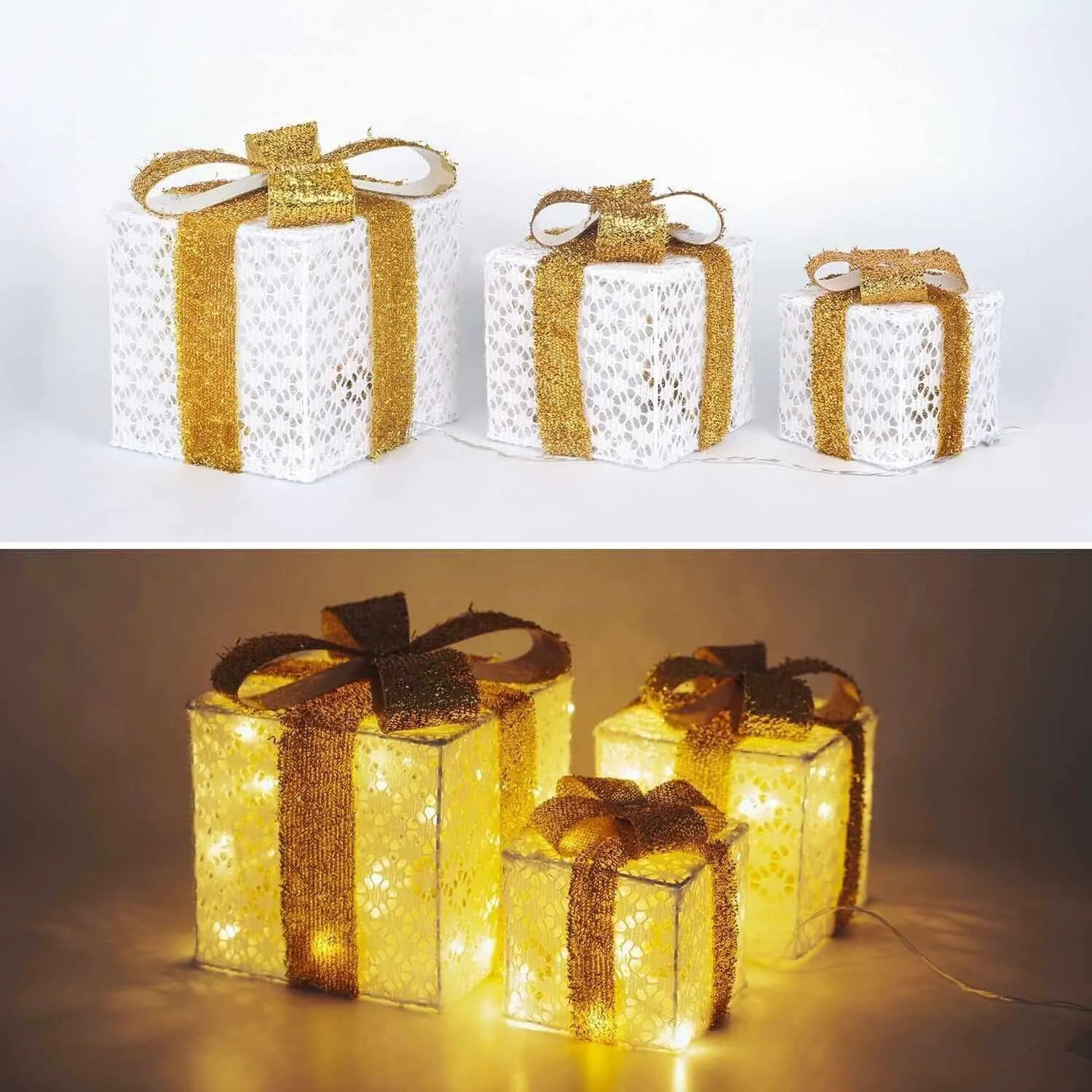 48 Warmweiß LED Weiße Geschenkboxen mit Timer Batteriebetrieben
