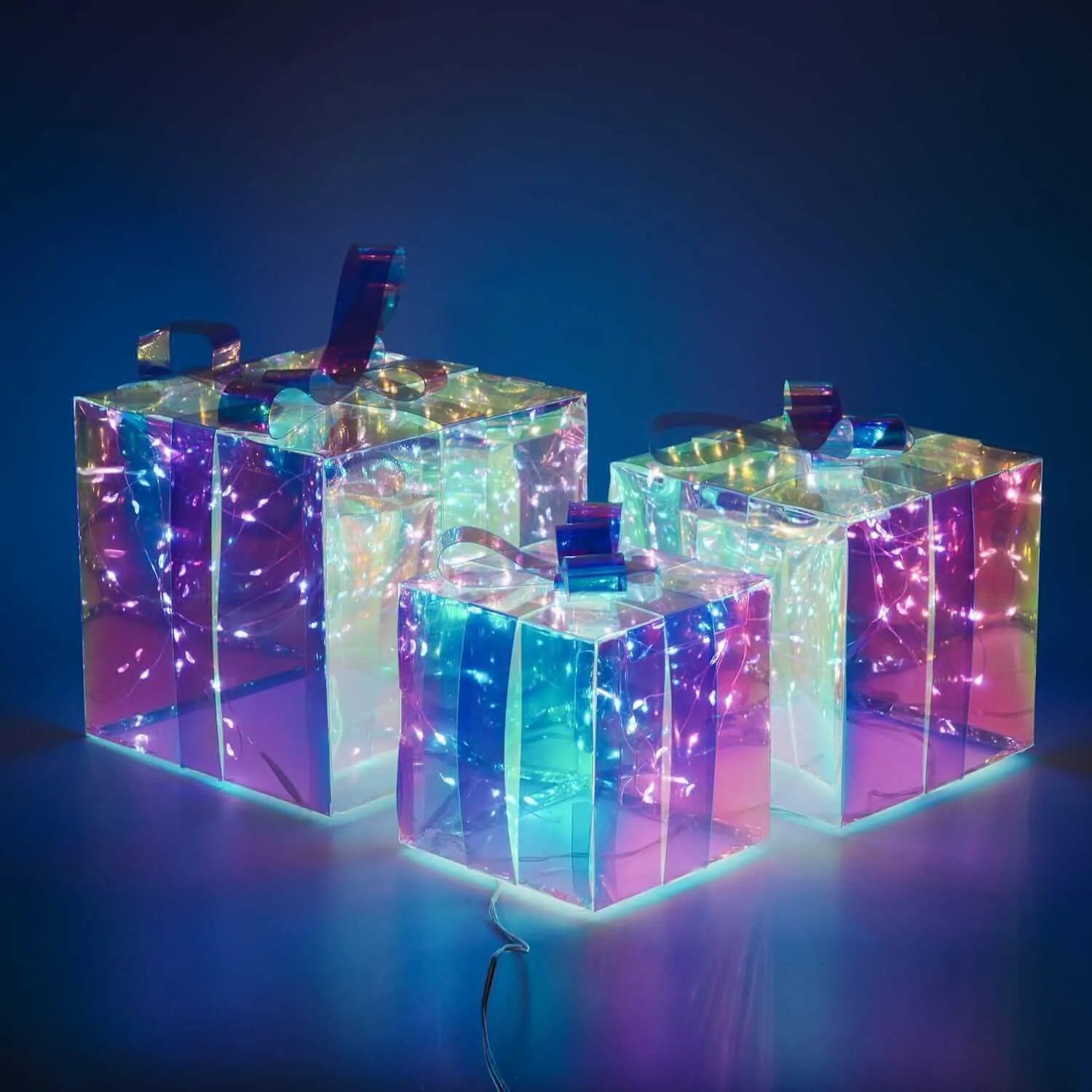 160 LED 3er Geschenkboxen Strombetrieben mit Stecker Weihnachtsdeko