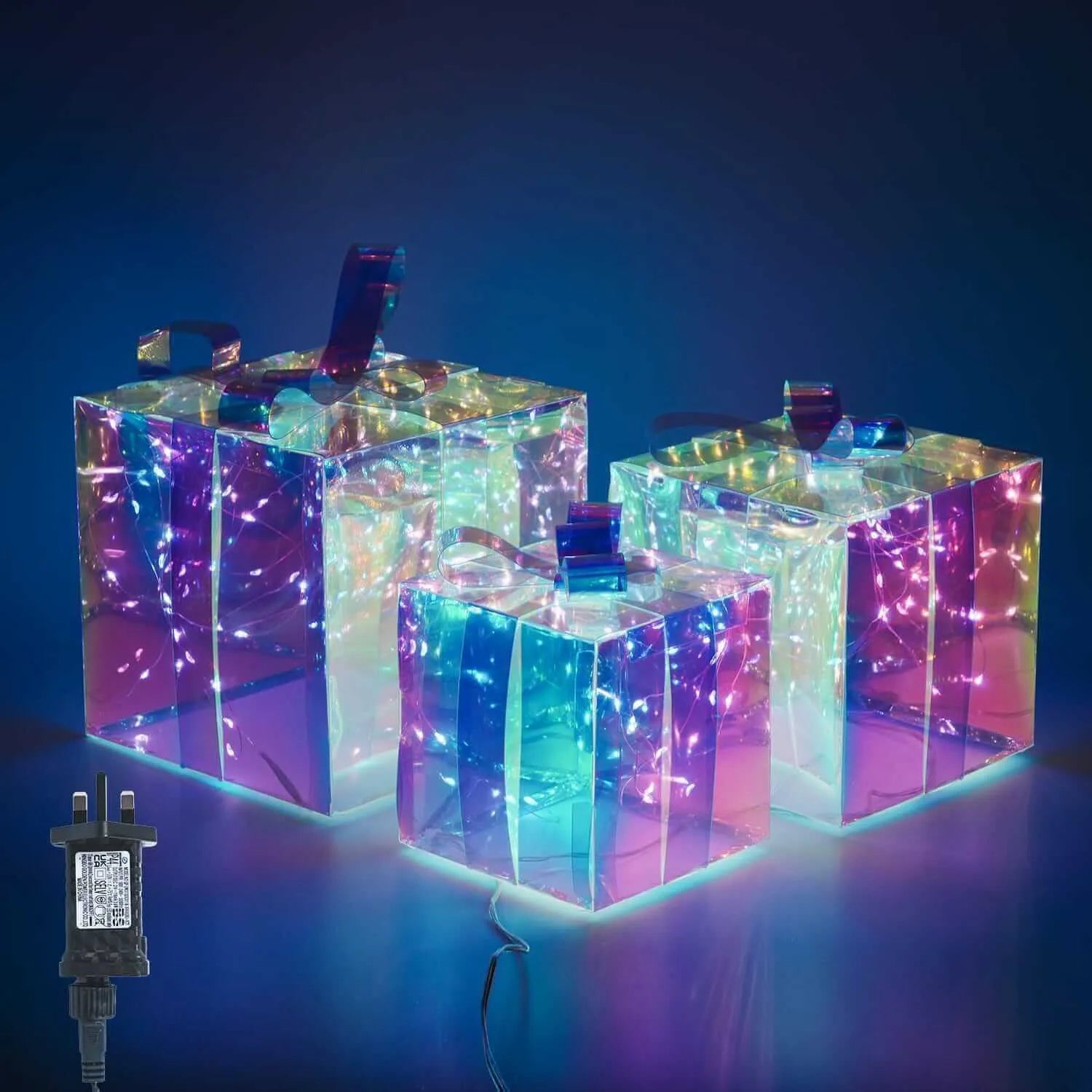 160 LED 3er Geschenkboxen Strombetrieben mit Stecker Weihnachtsdeko