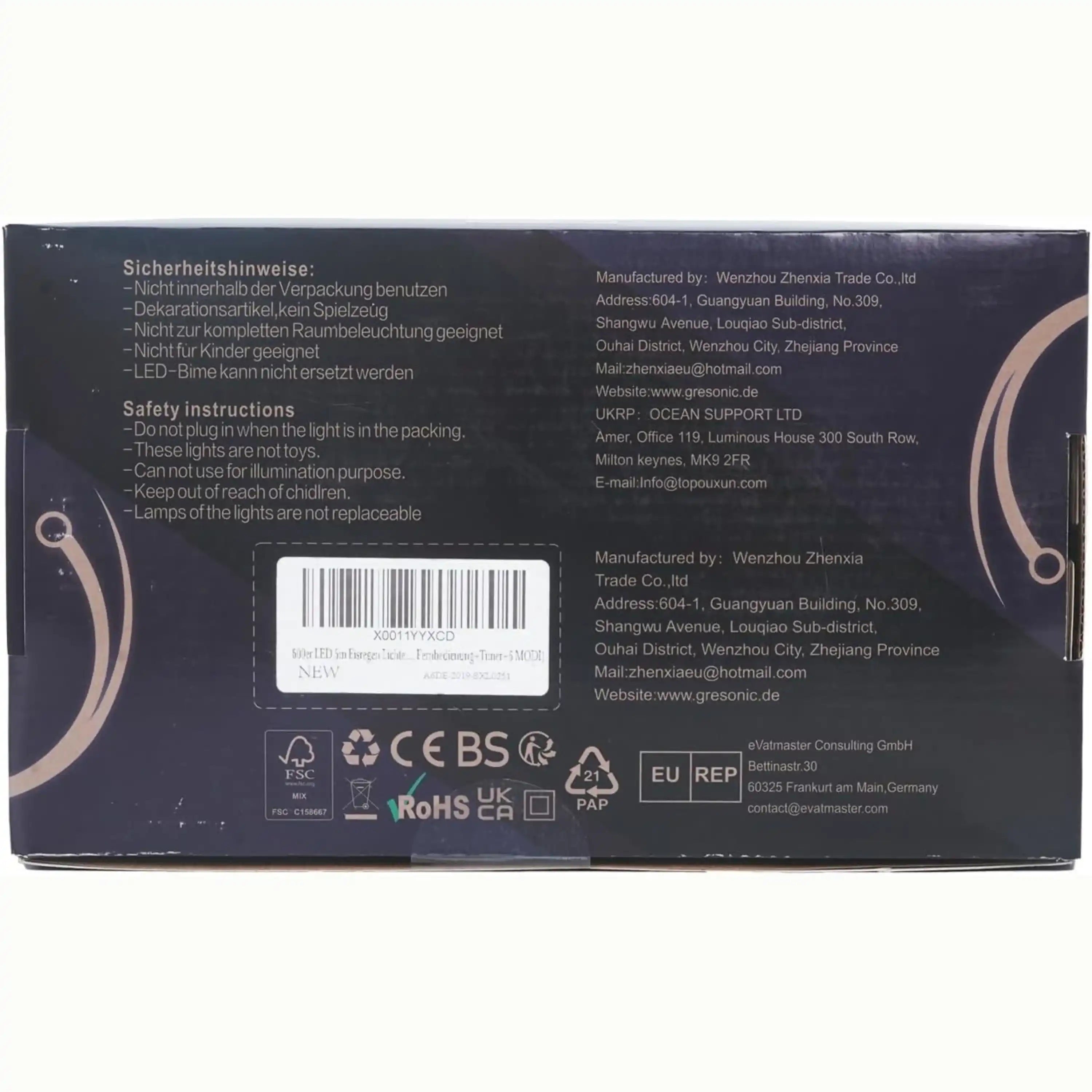 200 LED Eisregen Lichterkette 5m Strombetrieben Warmweiß Blink-Modi Dimmbar