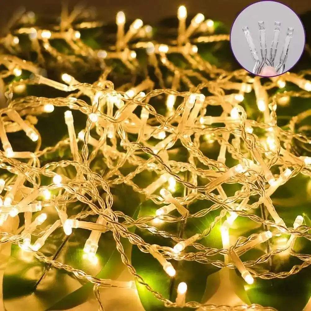 200 LED Eisregen Lichterkette 5m Strombetrieben Warmweiß Blink-Modi Dimmbar