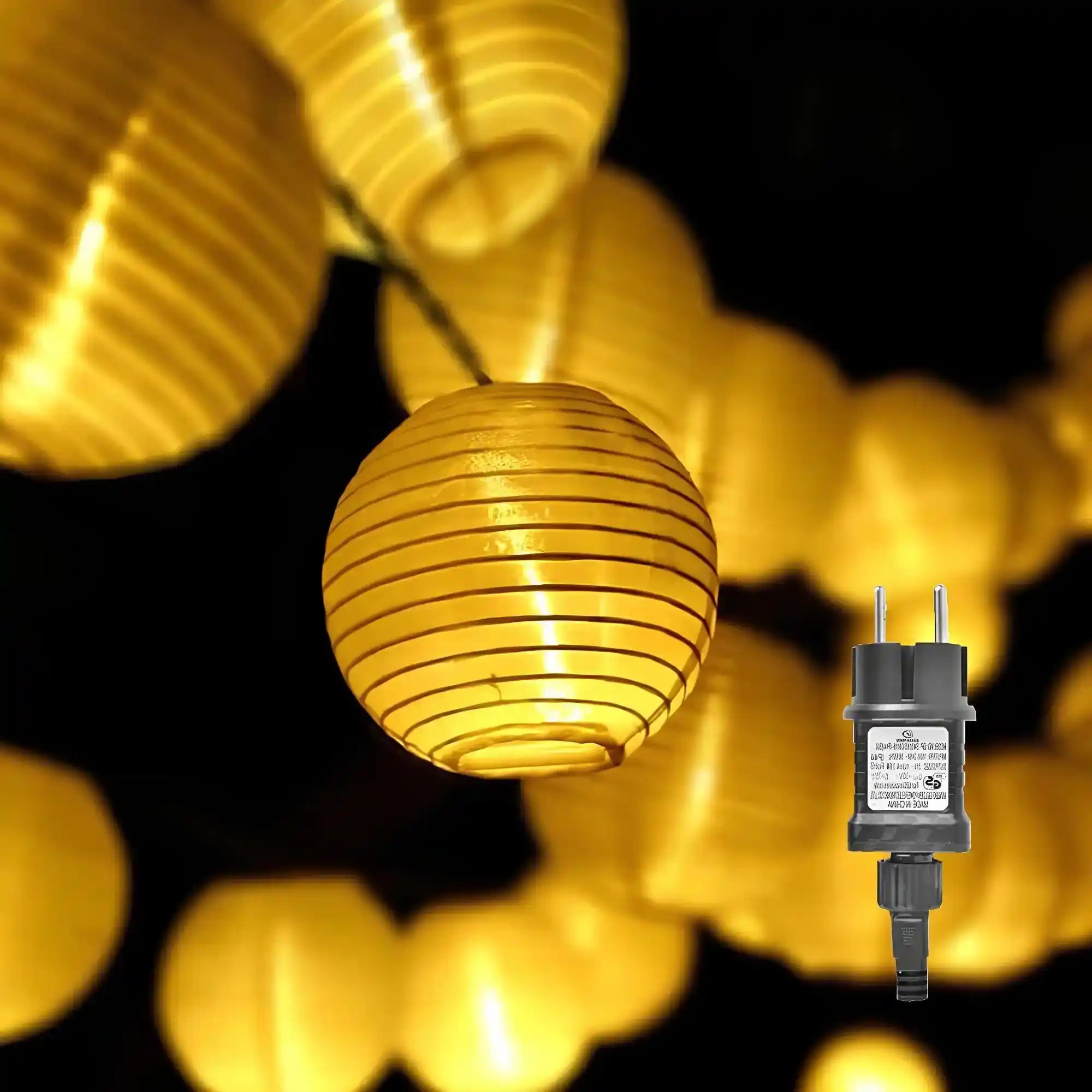 Warmweiß 20 LED Lampion Lichterkette Netzanschluss für Garten Weihnachten Party Innen Außen