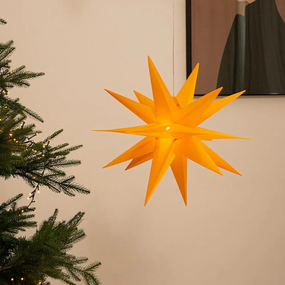 Gelb 10 LED 35cm Weihnachtsstern Lichterkette Batteriebetrieben