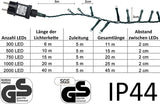 gresonic-Led-Cluster-6m lang-Lichterkette-Strombetrieb Deko für Innen Außen Garten Weihnachtsbaum Hochzeit