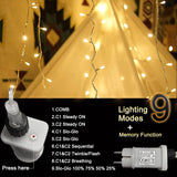 Gresonic Led Lichterkette Strombetrieben mit Stecker Außen und Innen für Garten Hochzeit Weihnachten Party Warmweiß Warm-/Kaltweiß 9modi Dimmbar