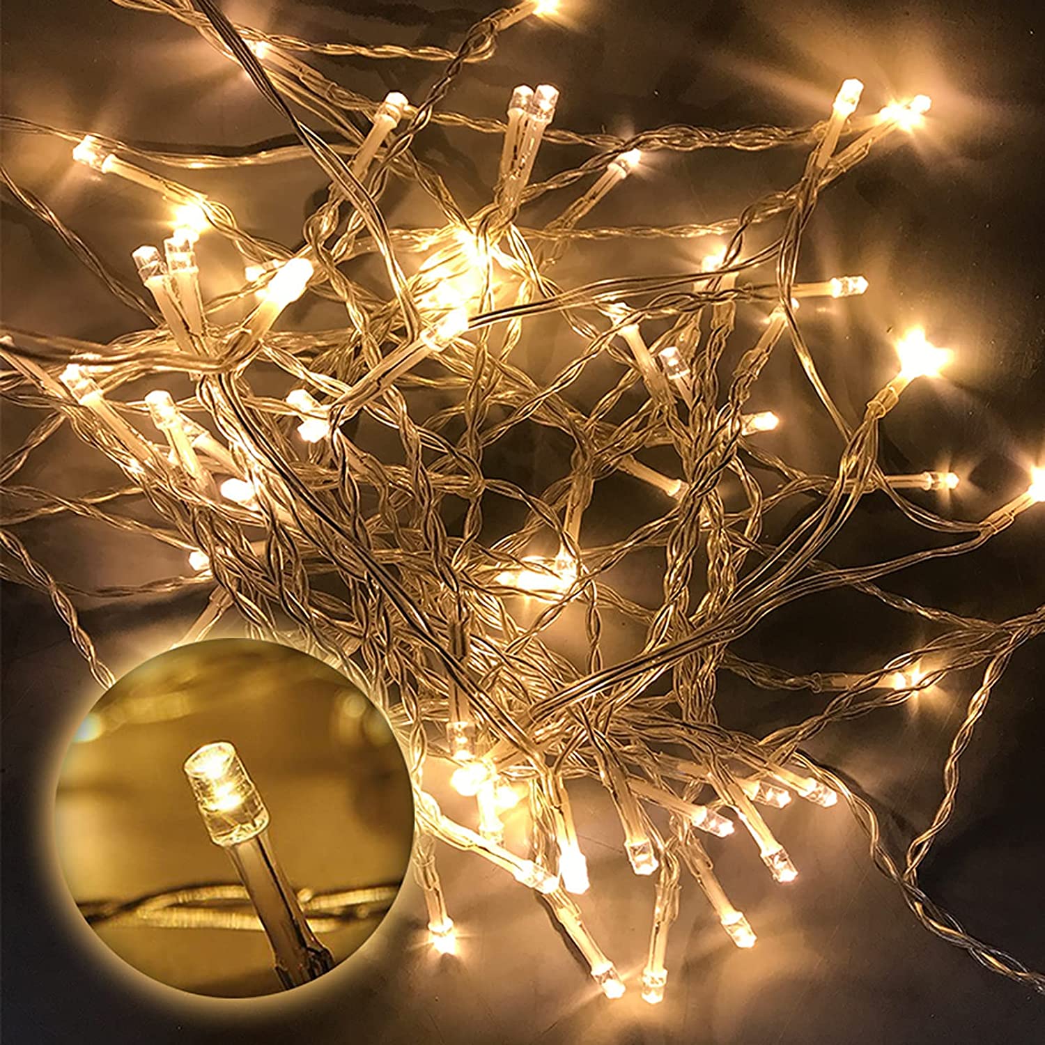 Gresonic Led Lichterkette Strombetrieben mit Stecker Außen und Innen für Garten Hochzeit Weihnachten Party Warmweiß Warm-/Kaltweiß 9modi Dimmbar