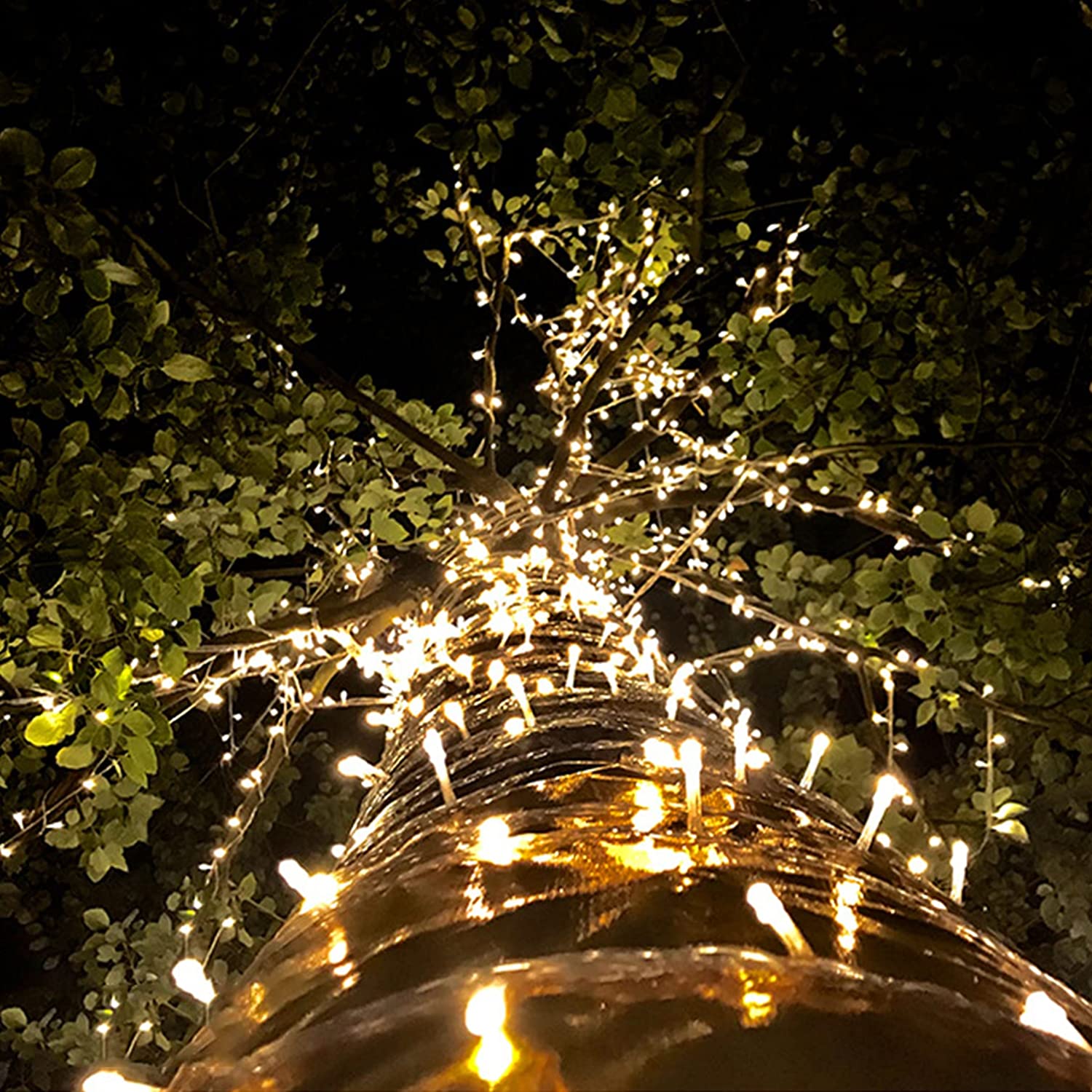 Gresonic-Led-Cluster-6m lang-Lichterkette-Strombetrieb Deko für Innen Außen  Garten Weihnachtsbaum Hochzeit