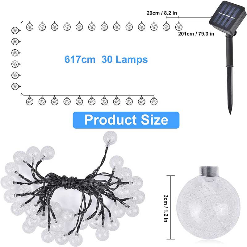 30 Kristal Kugeln: Die Solar Lichterkette LEDs bietet romantische Lichtwirkung.